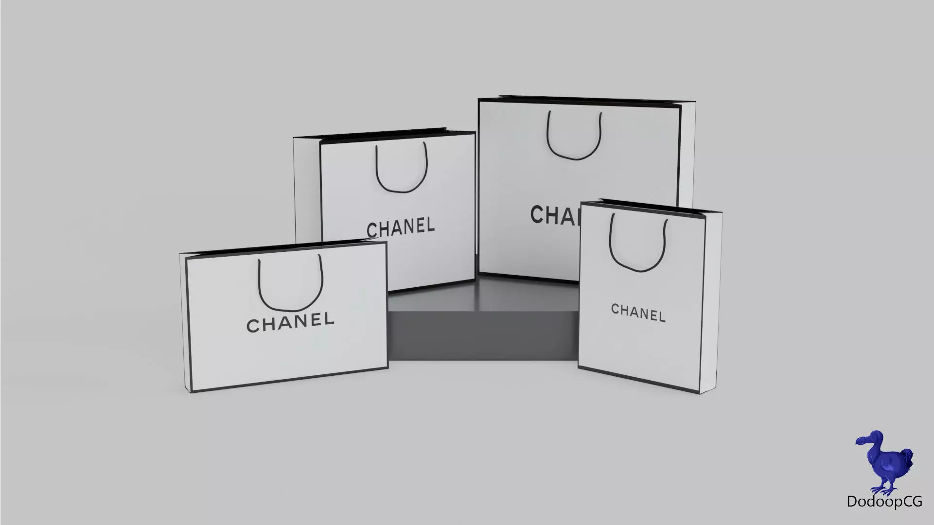 Chanel Shopping Bag - Luxury 3D Packaging Model Low-poly 3D model_0