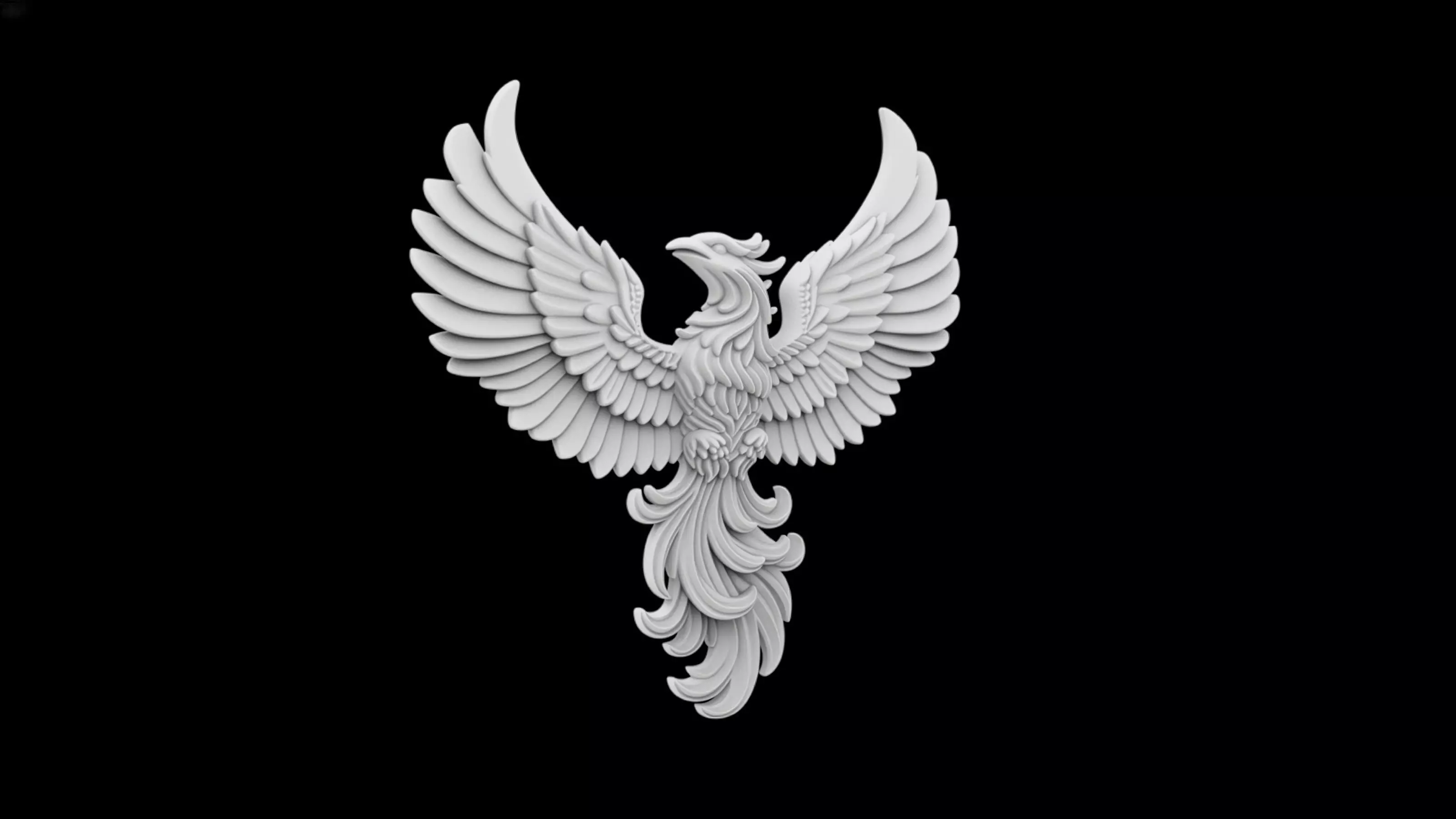 Phoenix Emblem Relief - version flat back 3D print model_0