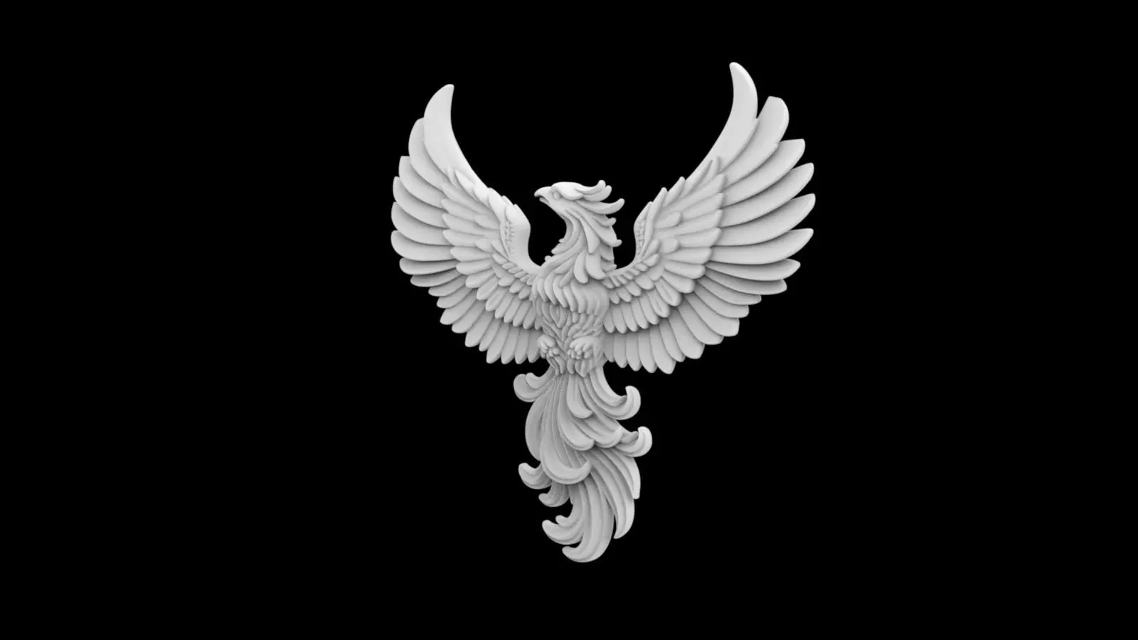 Phoenix Emblem Relief - version flat back 3D print model_1