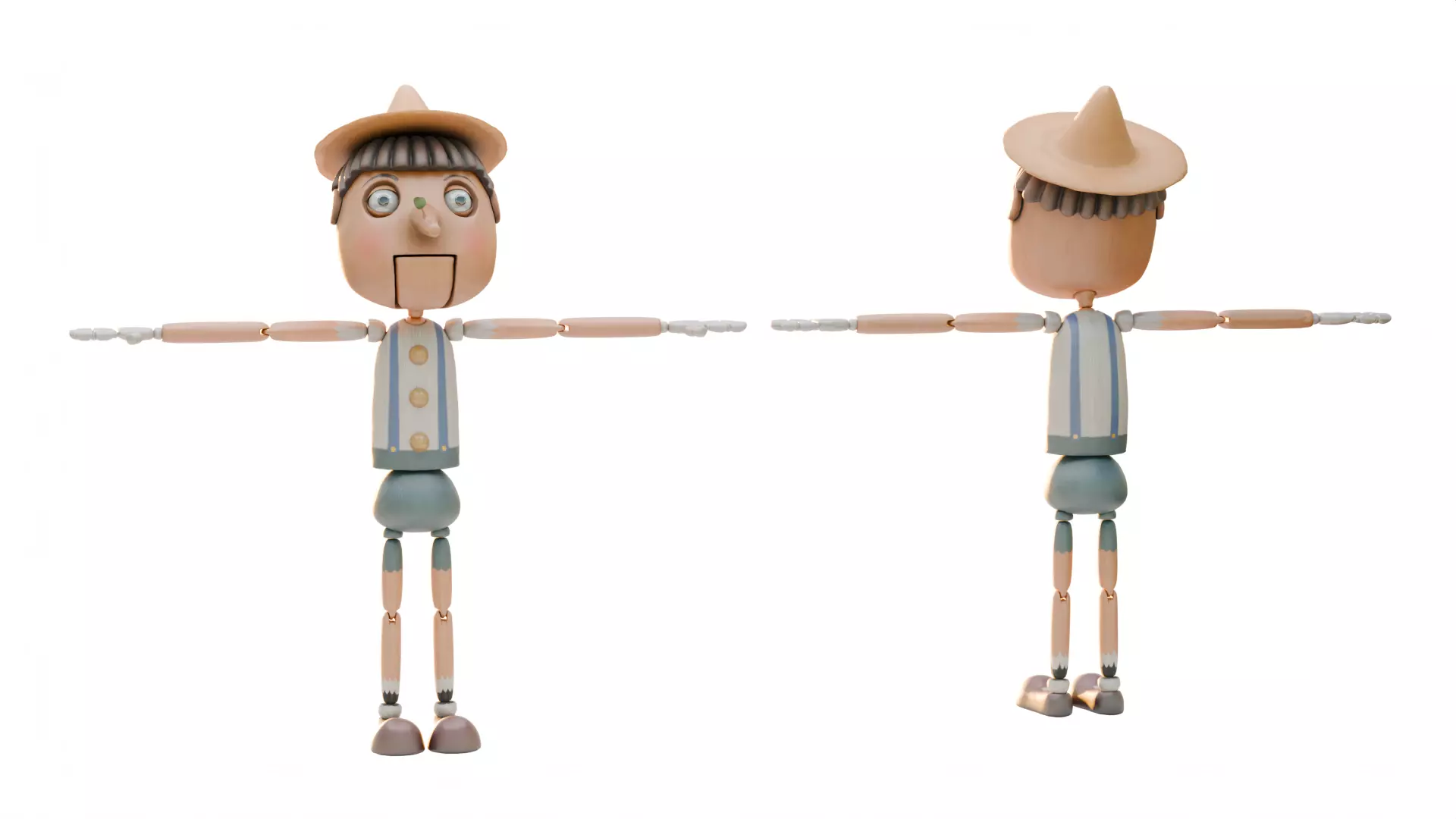 Pinocchio Low-poly 3D model_8