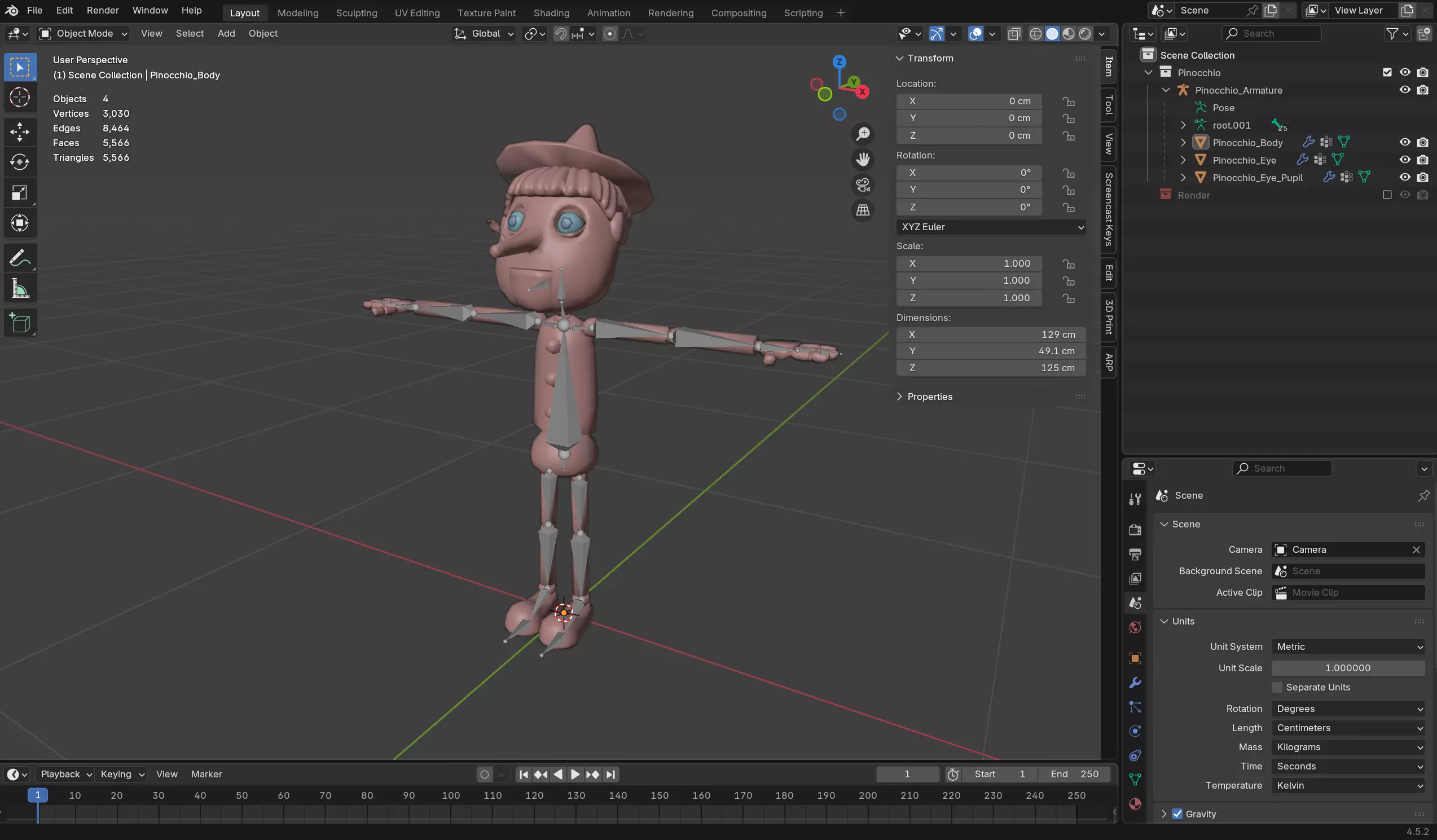Pinocchio Low-poly 3D model_10