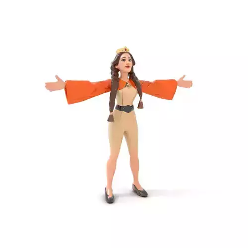 Princess Character with Orange Dress Model Pack Low-poly 3D model