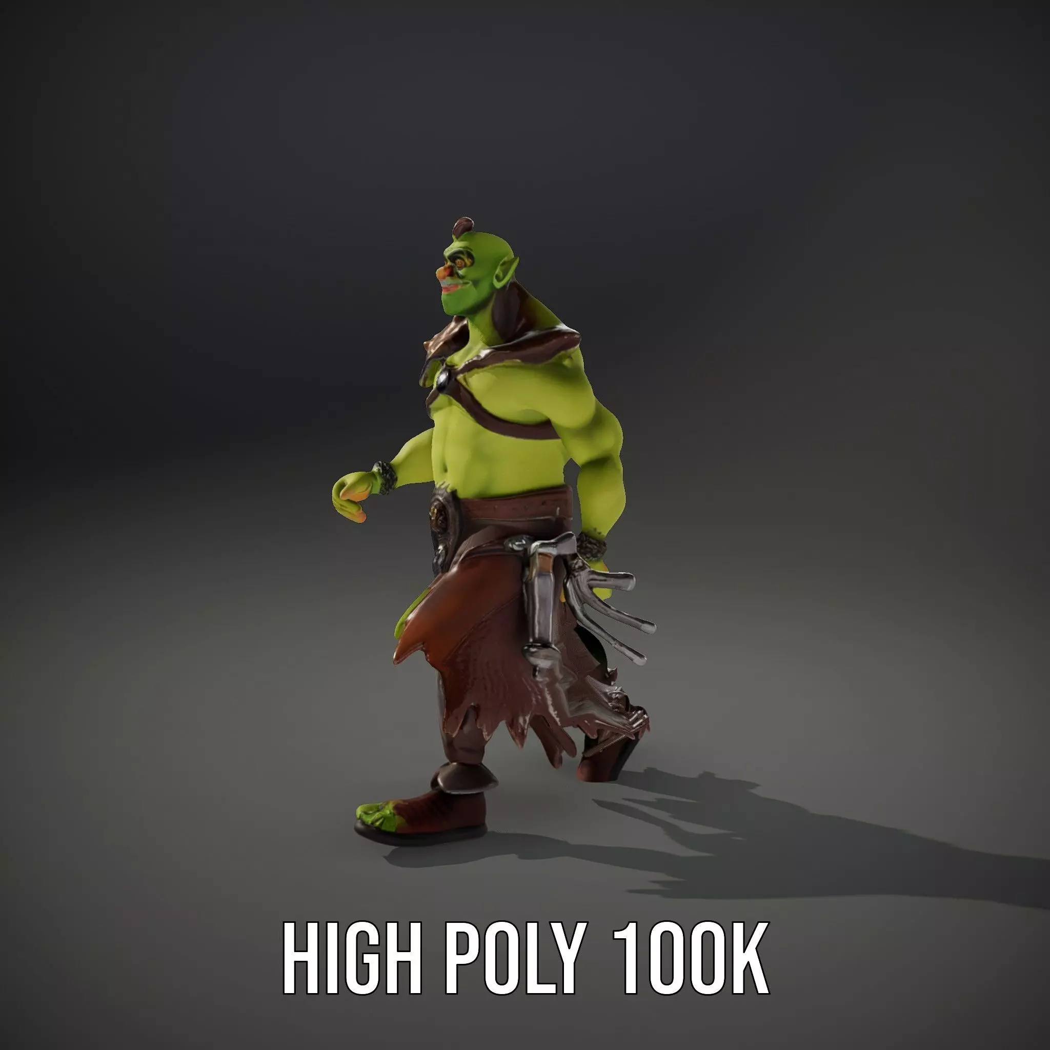 Green Orc Warrior Model Pack with Armor and Accessories Low-poly 3D model_13