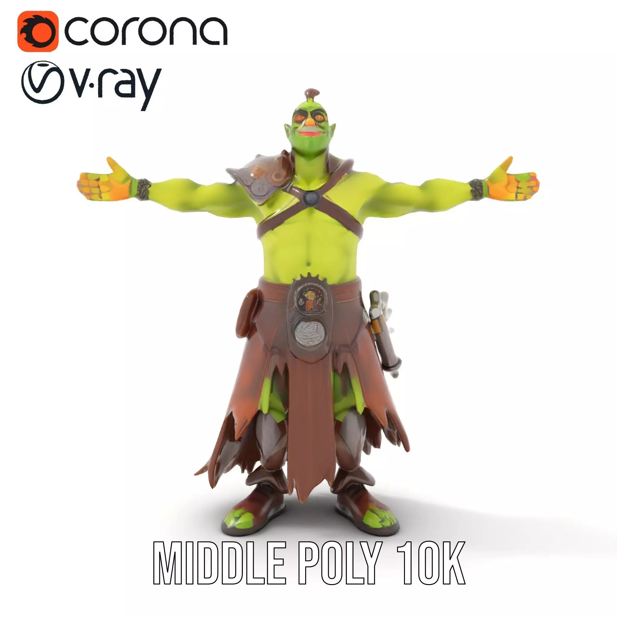 Green Orc Warrior Model Pack with Armor and Accessories Low-poly 3D model_19