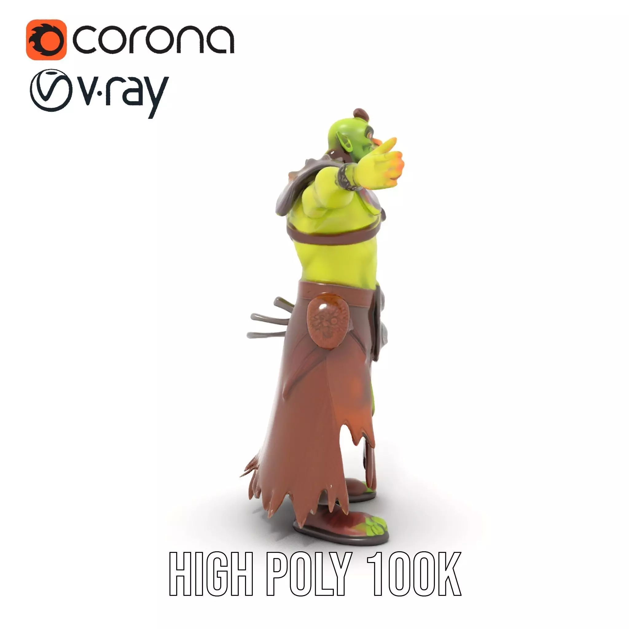 Green Orc Warrior Model Pack with Armor and Accessories Low-poly 3D model_10