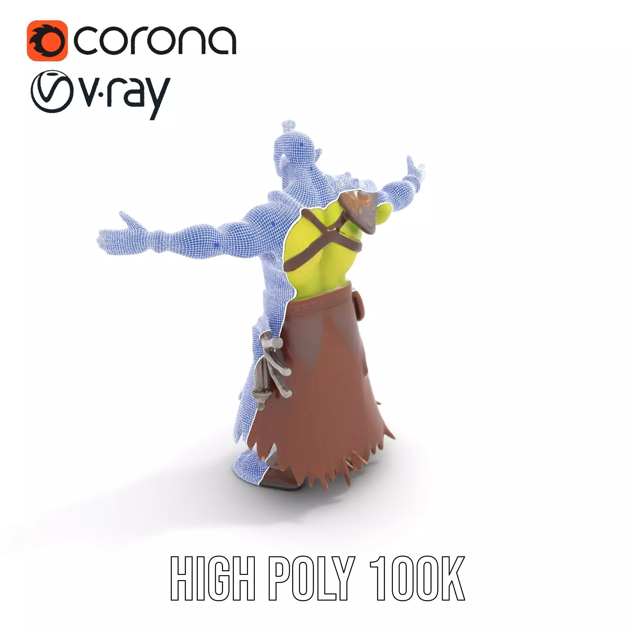 Green Orc Warrior Model Pack with Armor and Accessories Low-poly 3D model_32