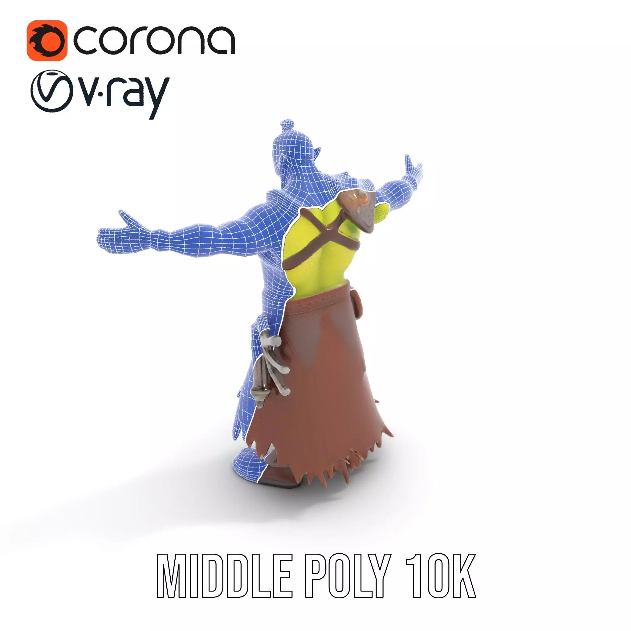 Green Orc Warrior Model Pack with Armor and Accessories Low-poly 3D model_14