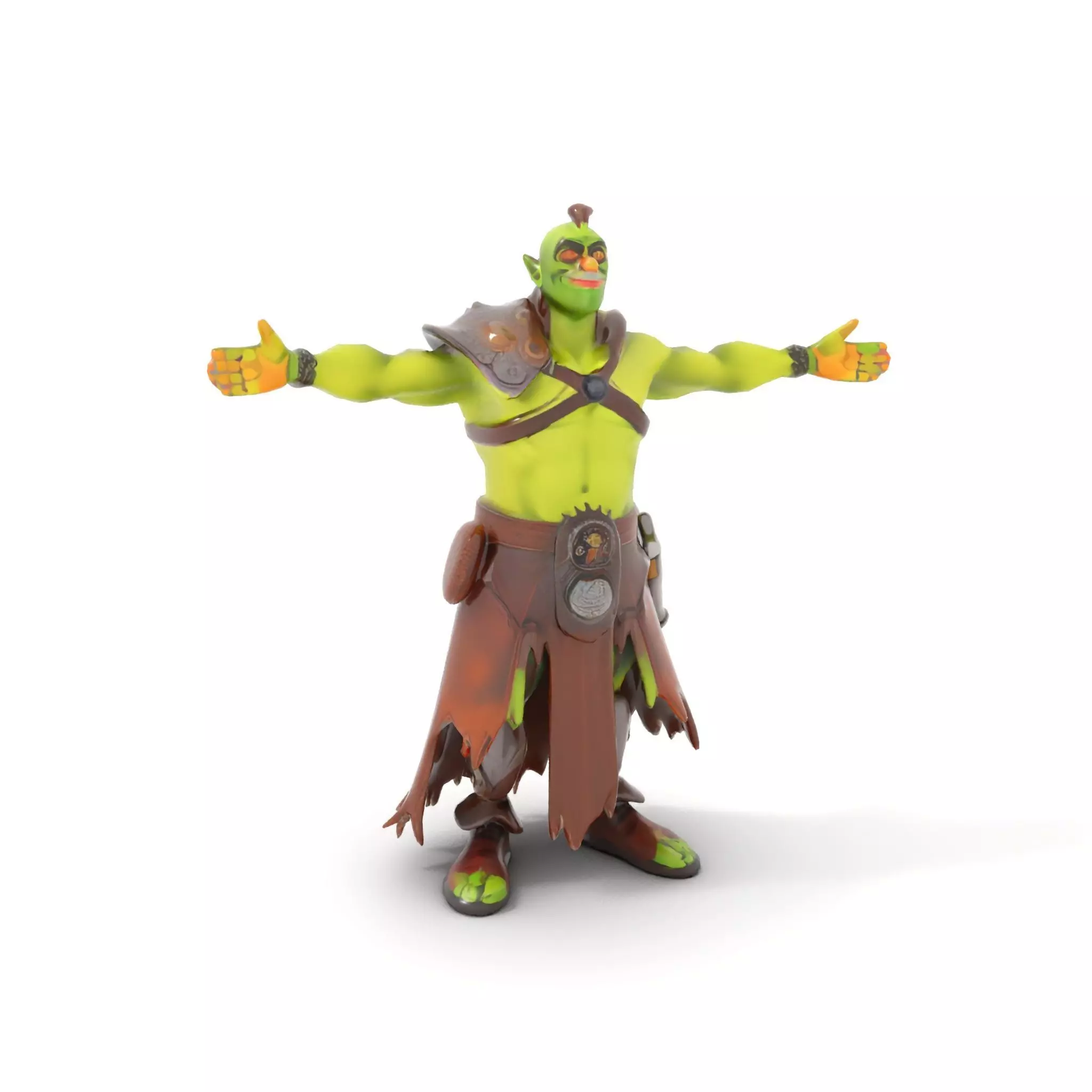 Green Orc Warrior Model Pack with Armor and Accessories Low-poly 3D model_7
