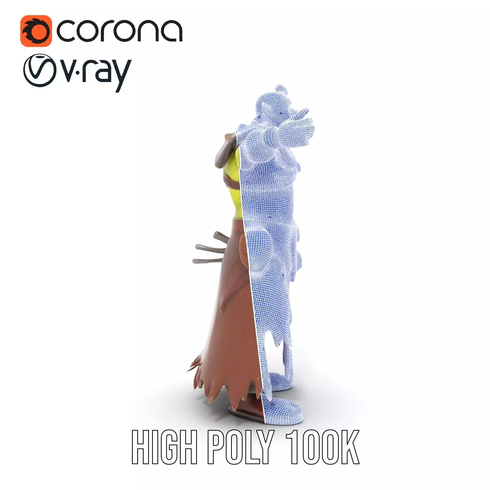 Green Orc Warrior Model Pack with Armor and Accessories Low-poly 3D model_33