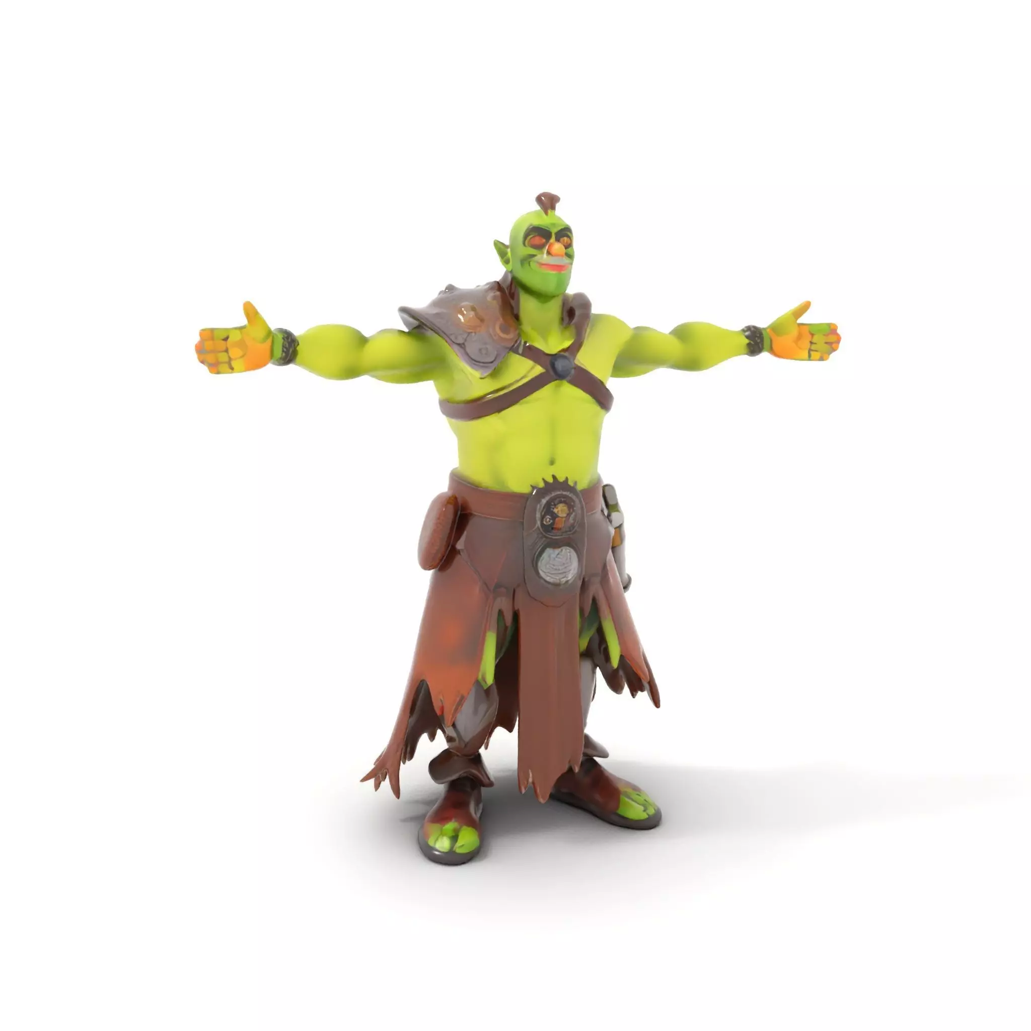 Green Orc Warrior Model Pack with Armor and Accessories Low-poly 3D model_0