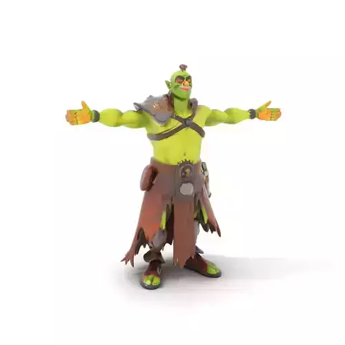 Green Orc Warrior Model Pack with Armor and Accessories