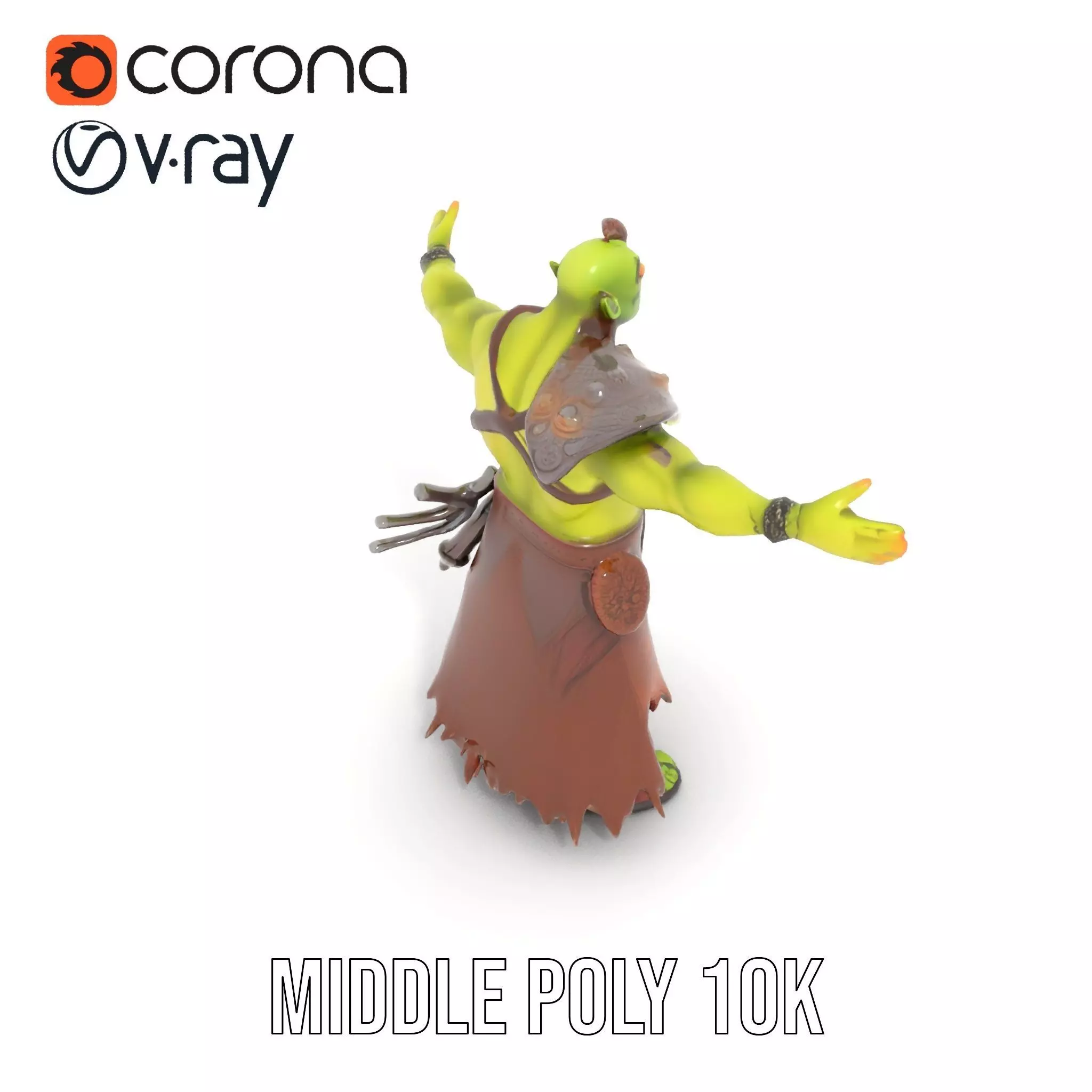 Green Orc Warrior Model Pack with Armor and Accessories Low-poly 3D model_11