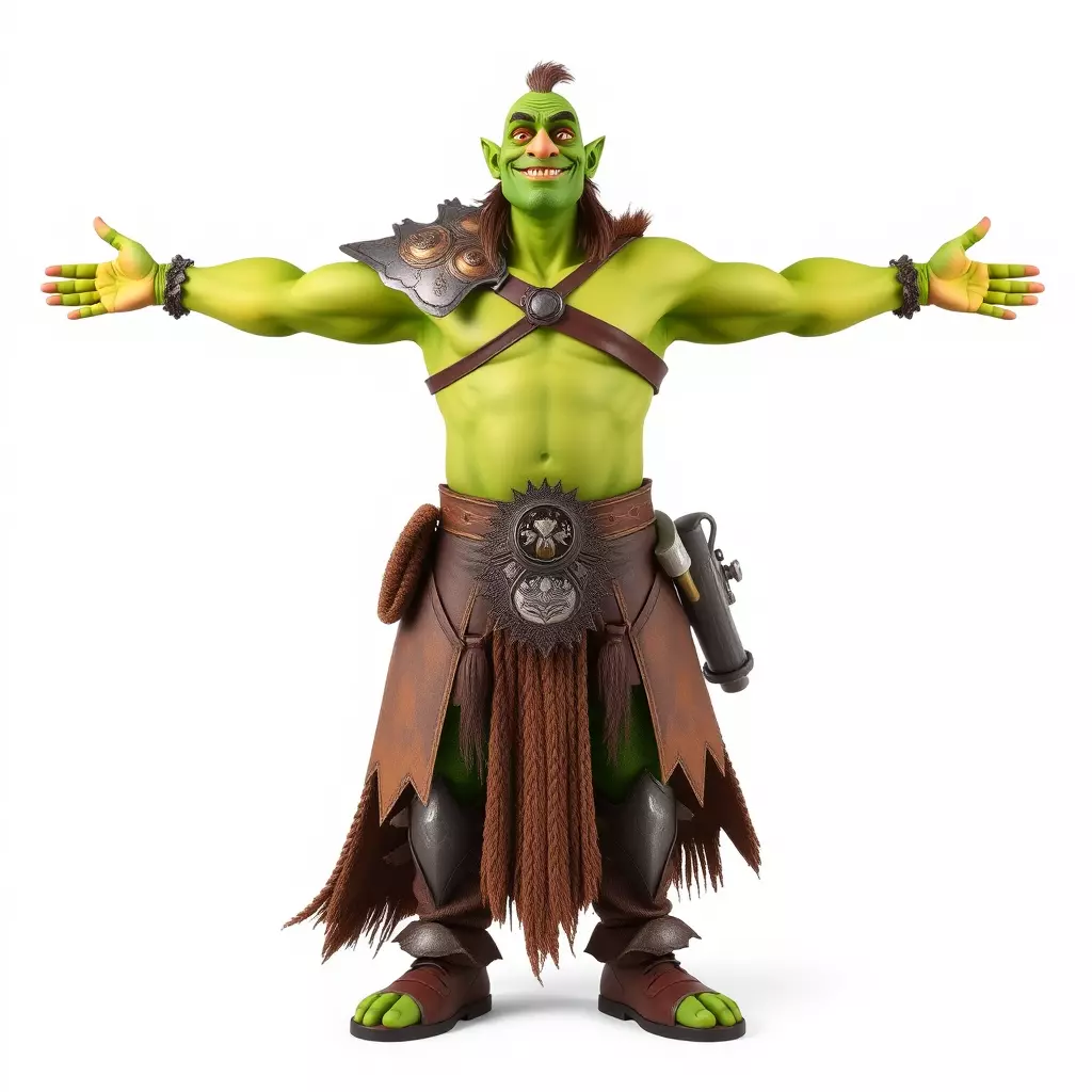 Green Orc Warrior Model Pack with Armor and Accessories Low-poly 3D model_3