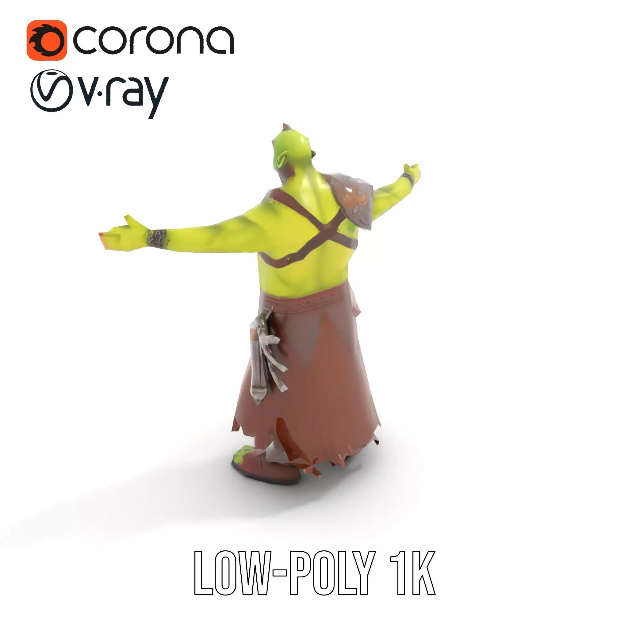 Green Orc Warrior Model Pack with Armor and Accessories Low-poly 3D model_18