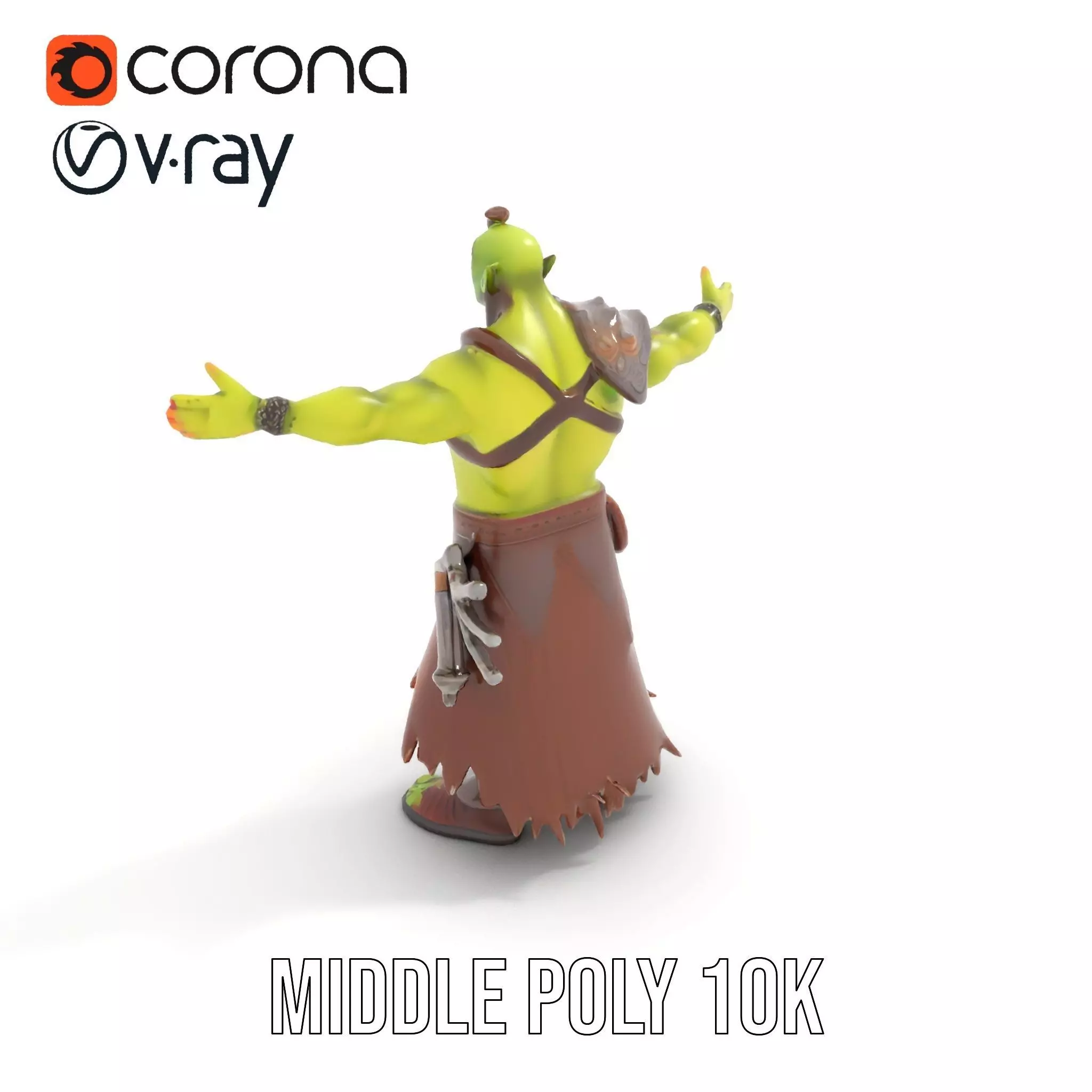 Green Orc Warrior Model Pack with Armor and Accessories Low-poly 3D model_6