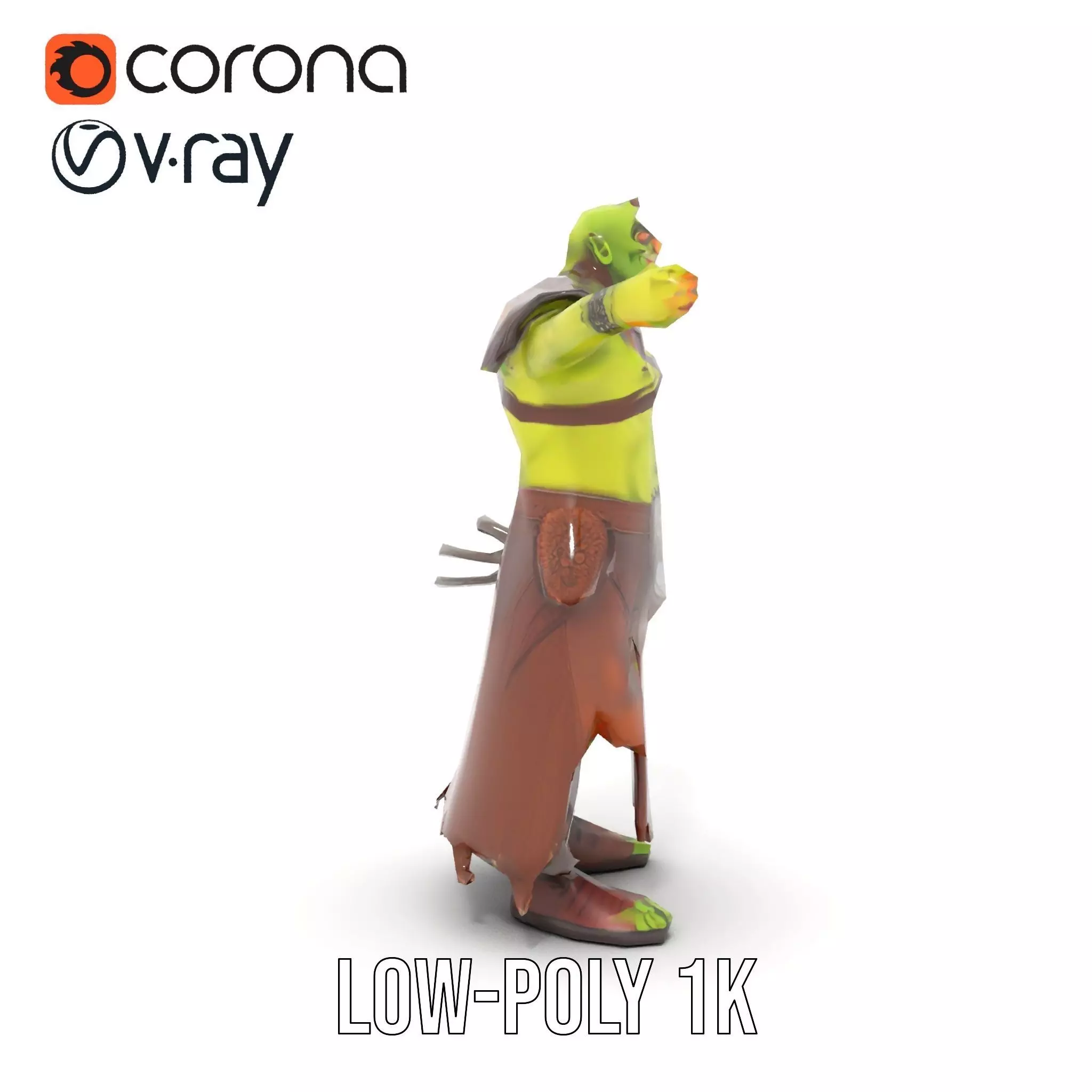 Green Orc Warrior Model Pack with Armor and Accessories Low-poly 3D model_26