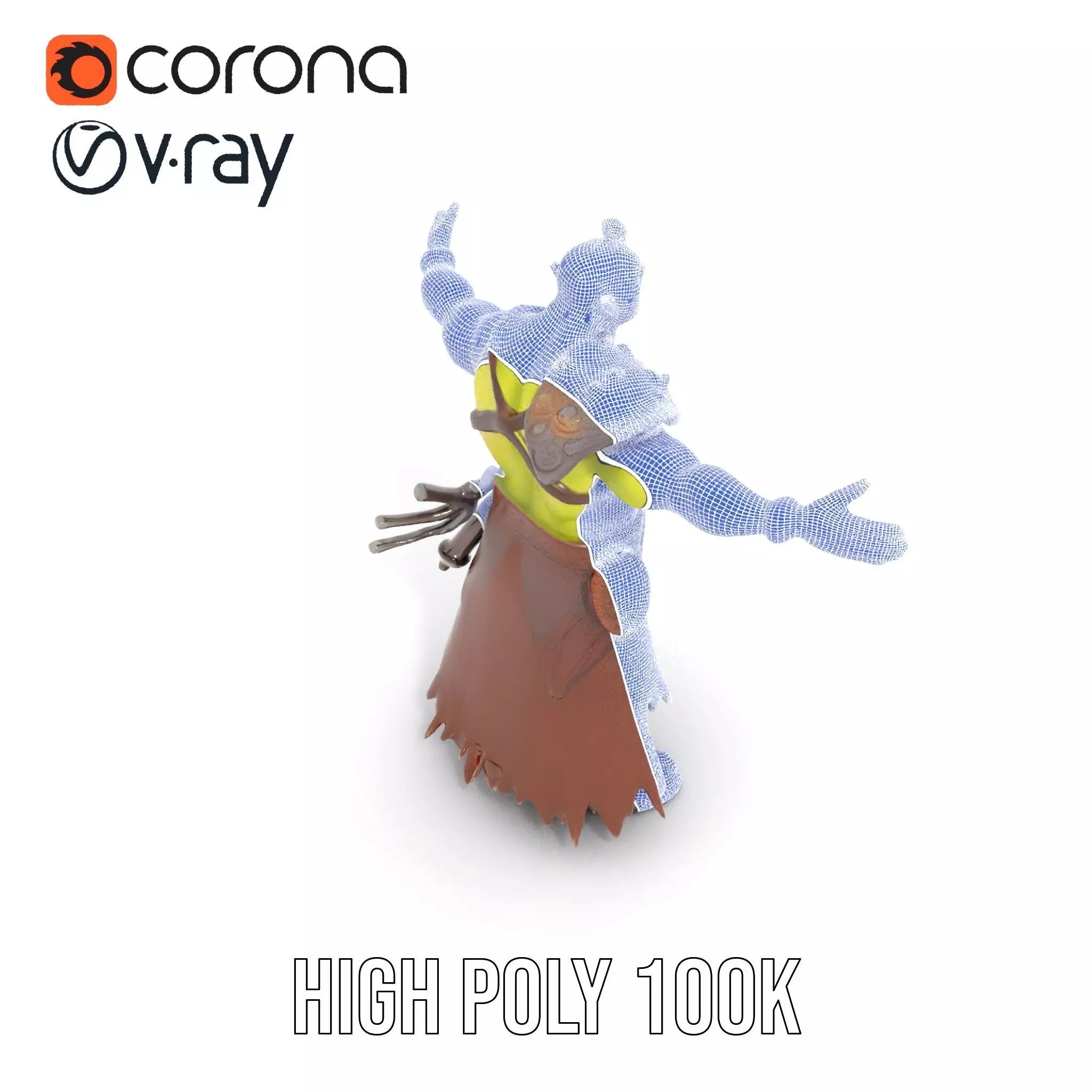 Green Orc Warrior Model Pack with Armor and Accessories Low-poly 3D model_34