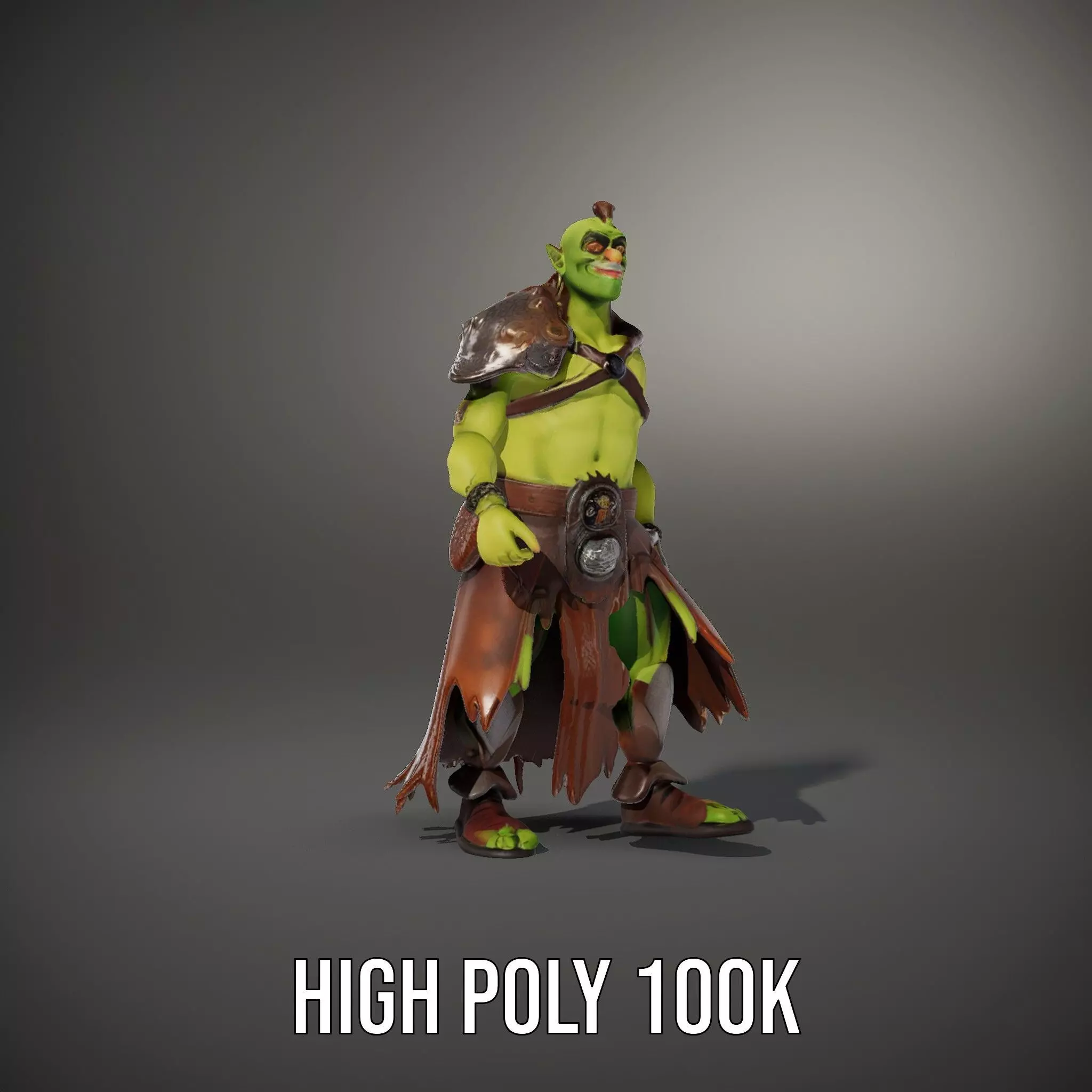 Green Orc Warrior Model Pack with Armor and Accessories Low-poly 3D model_16