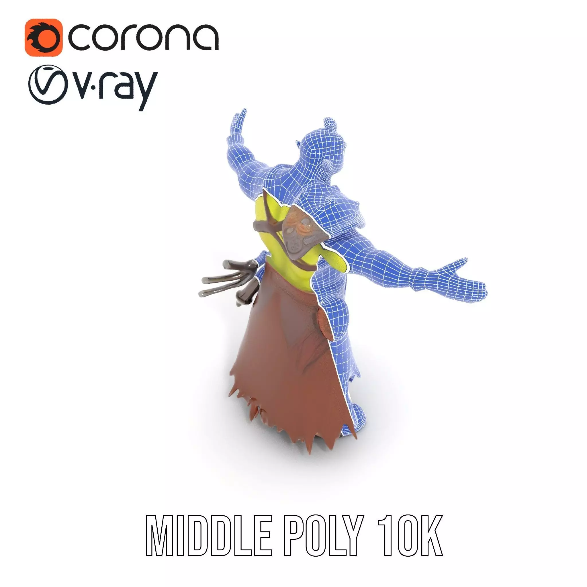 Green Orc Warrior Model Pack with Armor and Accessories Low-poly 3D model_22