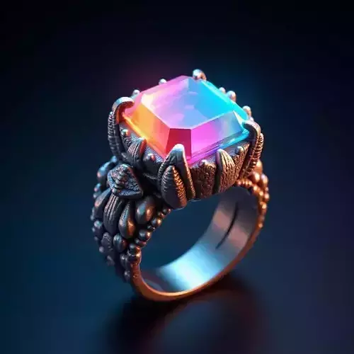 Chromatic Dragon Claw Ring - Rainbow Fantasy Gemstone