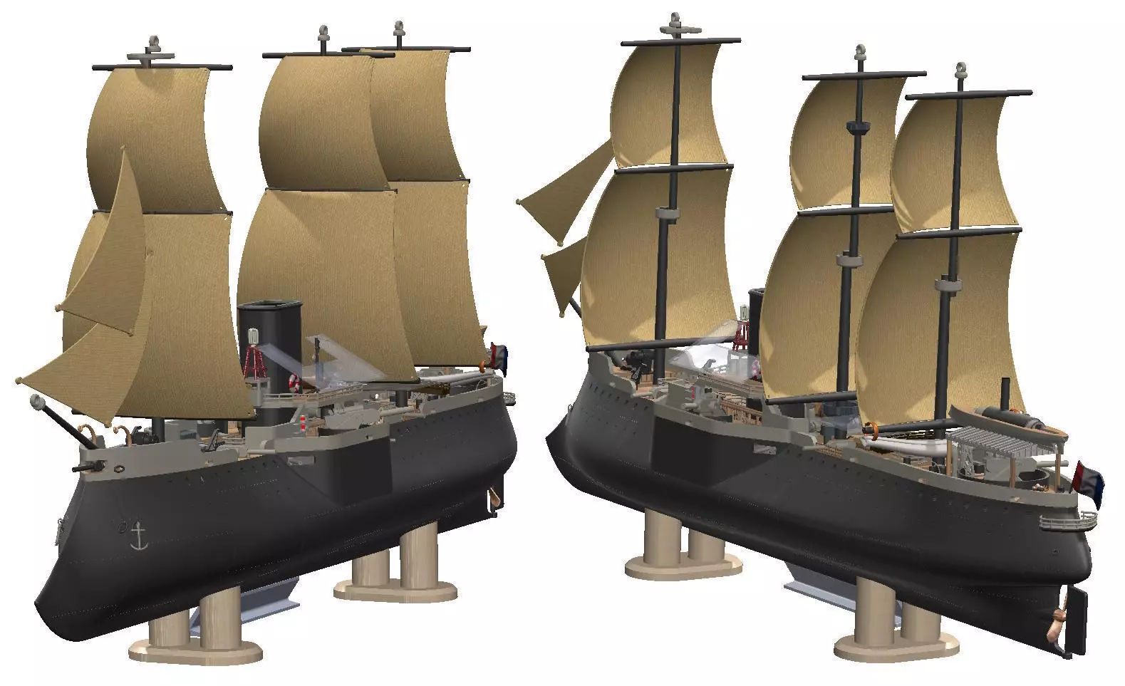 French warships 3D print model_1
