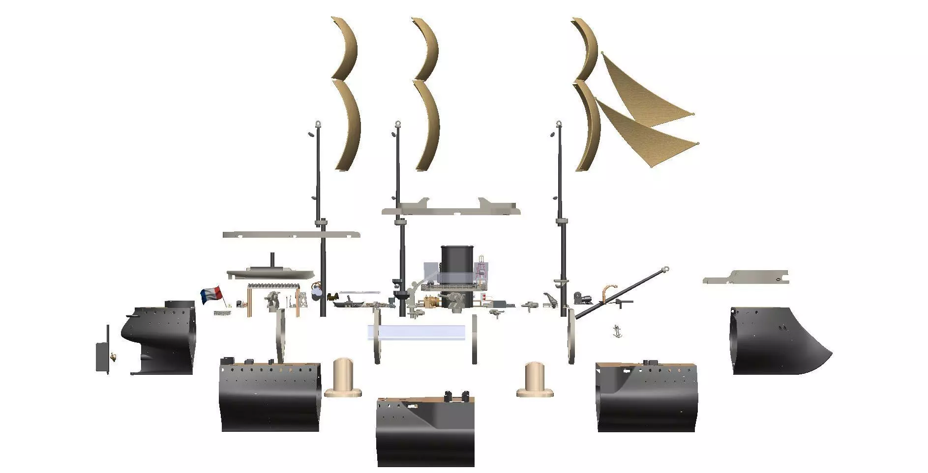 French warships 3D print model_18