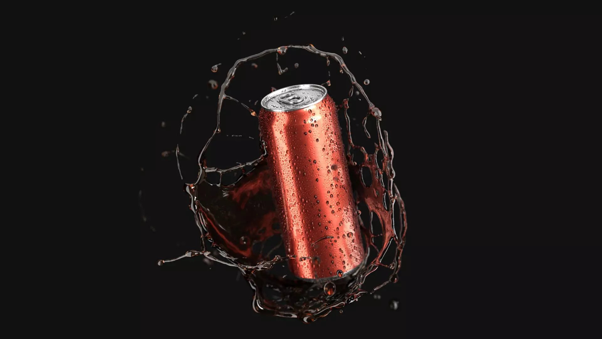 Red 550ml Aluminum Can With Splash - soda drink drops 3D model_2