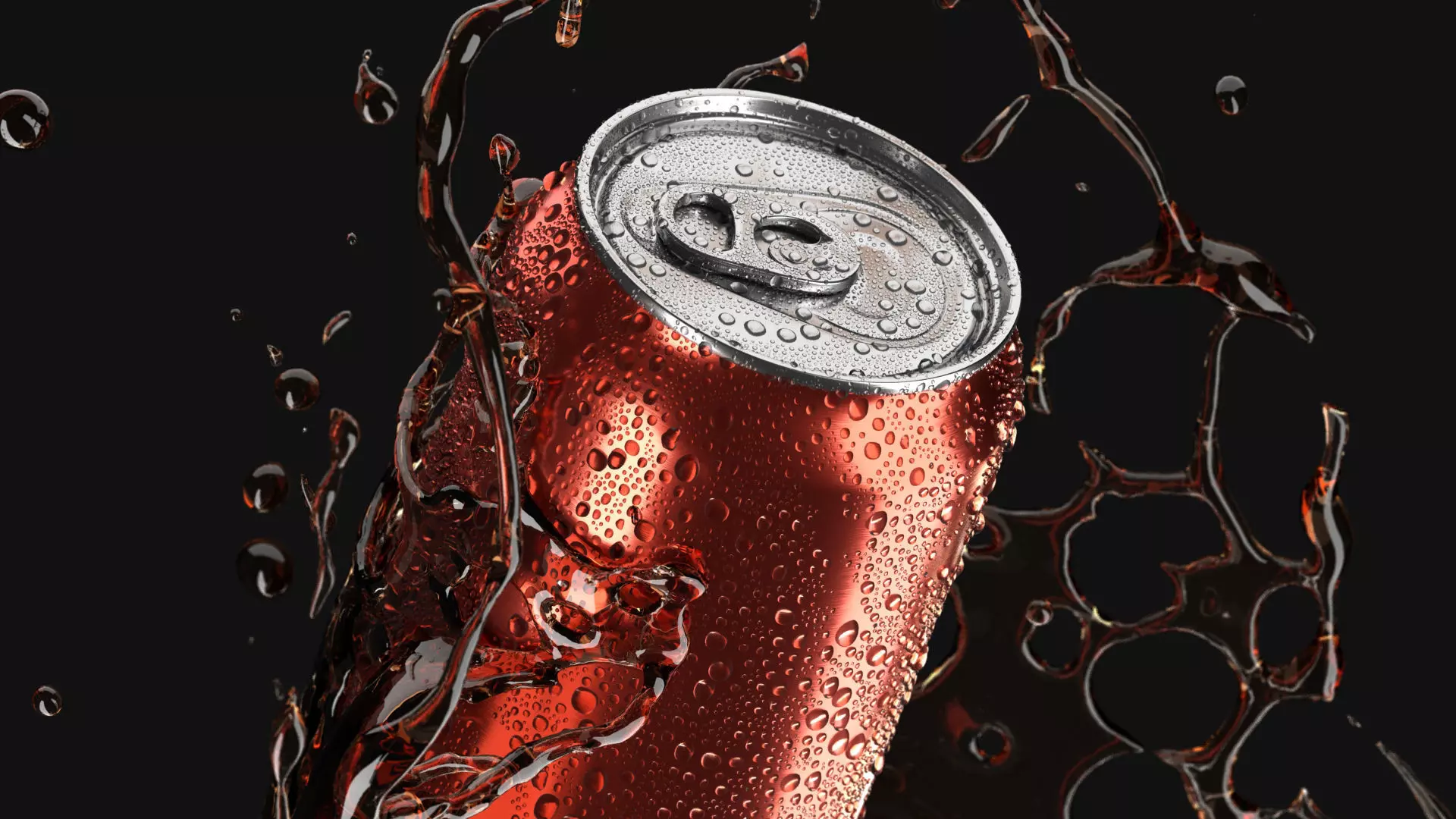Red 550ml Aluminum Can With Splash - soda drink drops 3D model_4