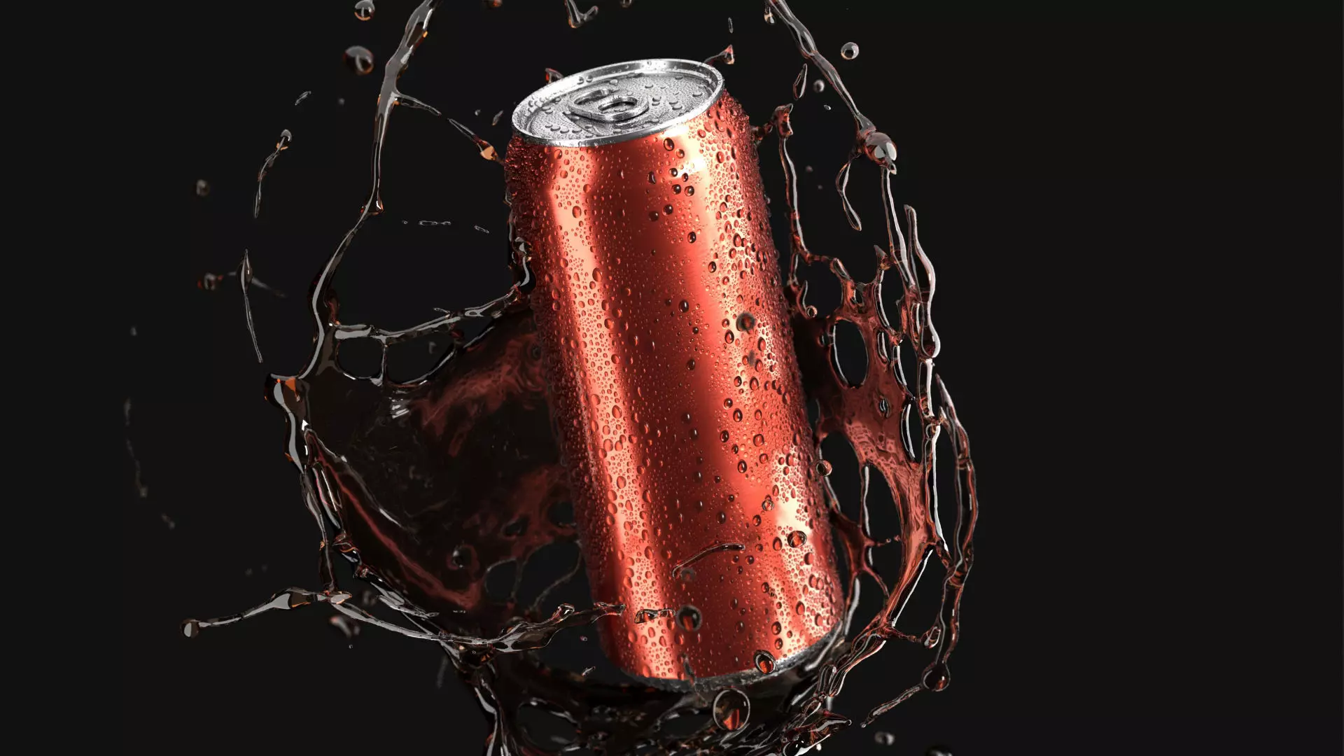 Red 550ml Aluminum Can With Splash - soda drink drops 3D model_1