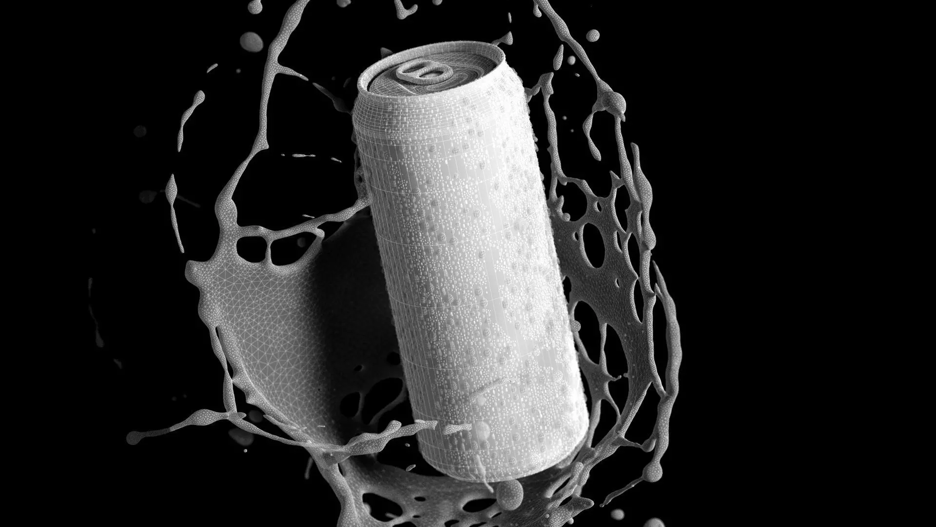 Red 550ml Aluminum Can With Splash - soda drink drops 3D model_6