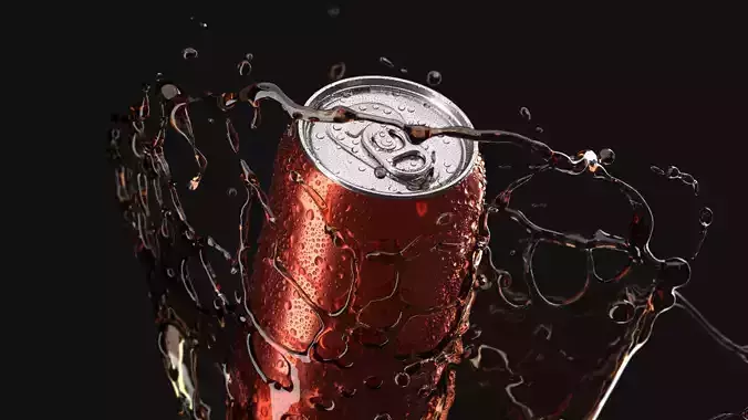 Red 550ml Aluminum Can With Splash - soda drink drops