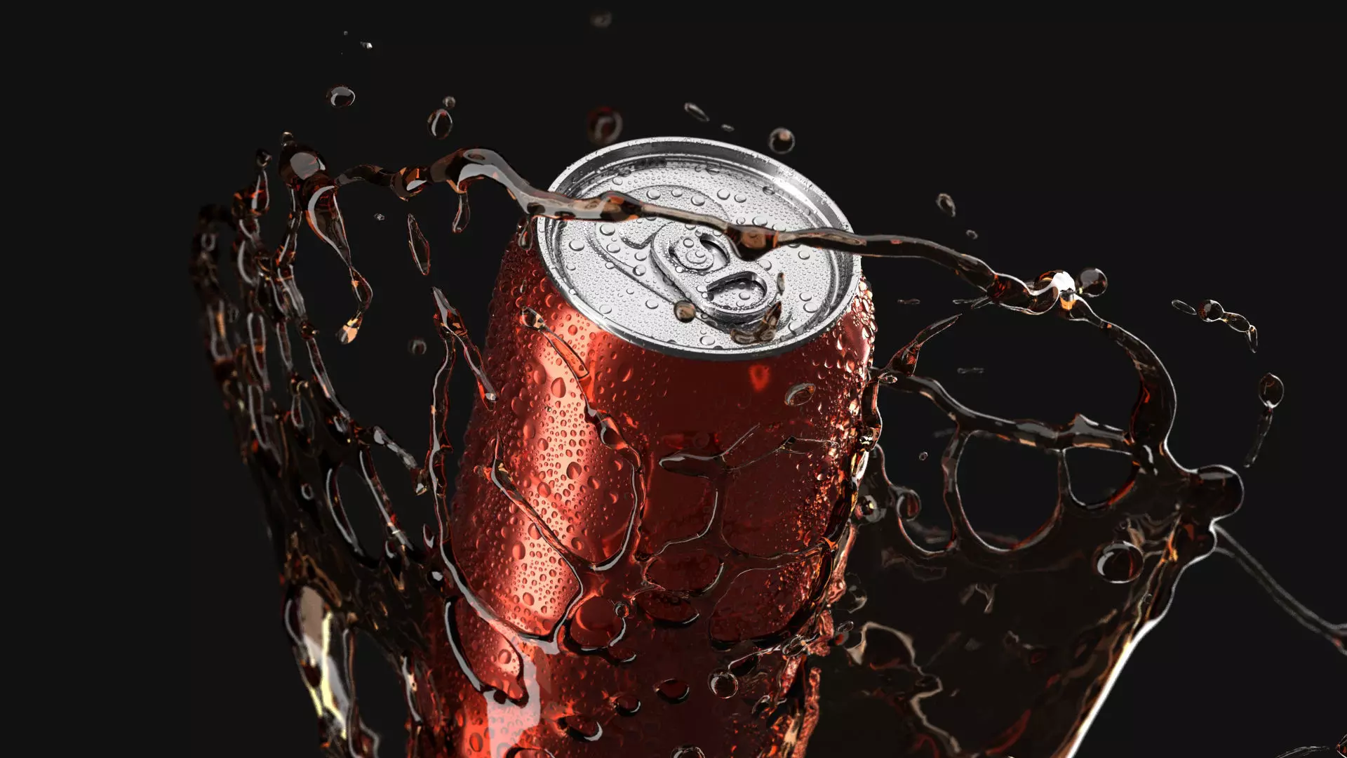 Red 550ml Aluminum Can With Splash - soda drink drops 3D model_0