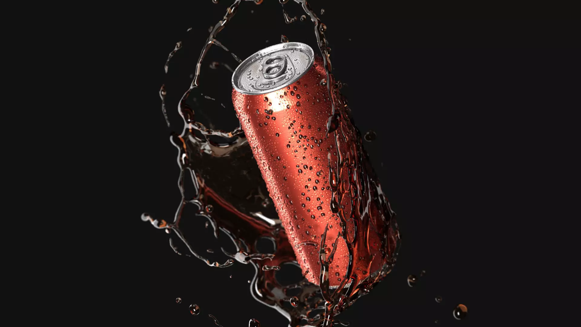 Red 550ml Aluminum Can With Splash - soda drink drops 3D model_3