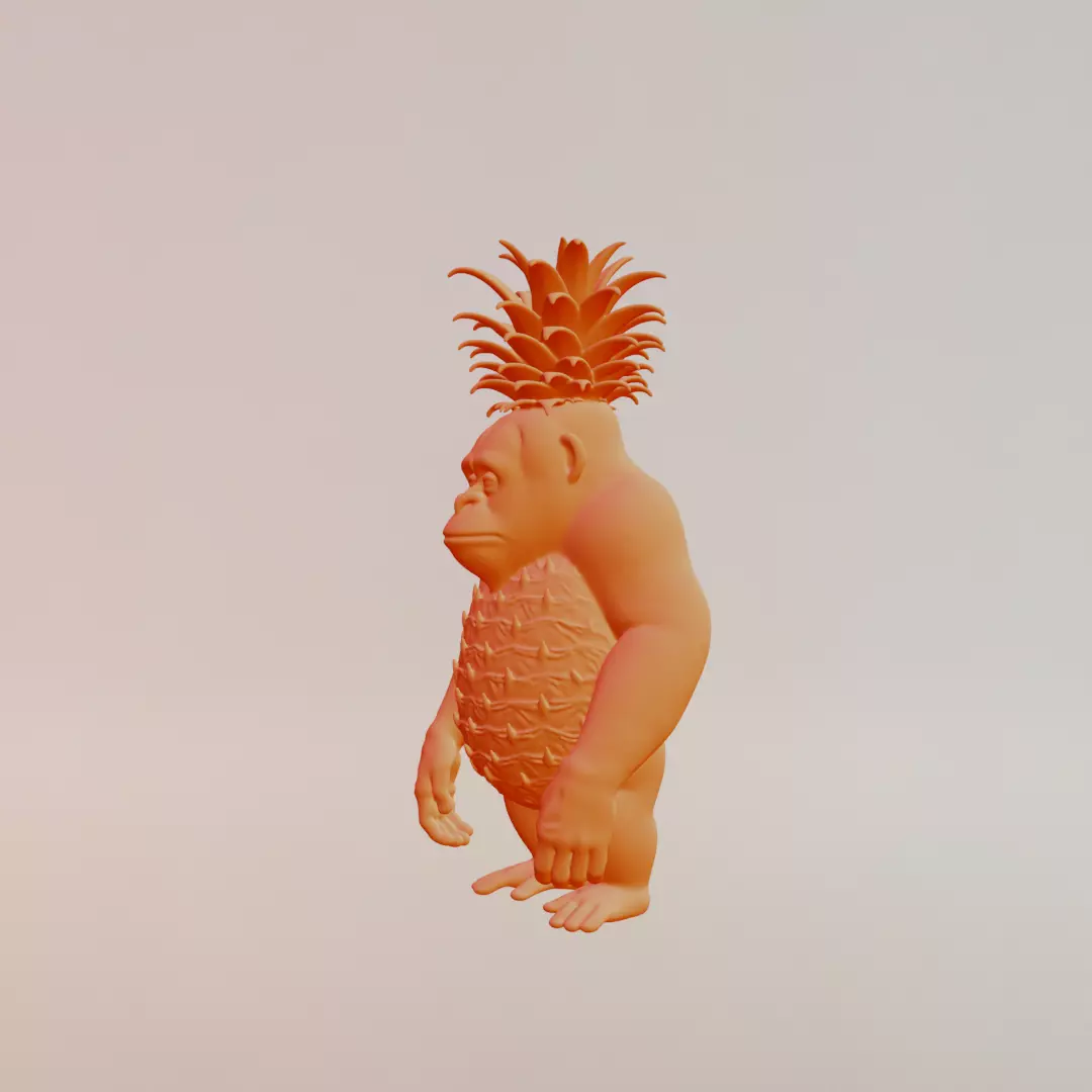 Orangutini Ananassini Italian brainrot Printable 3D print model_3