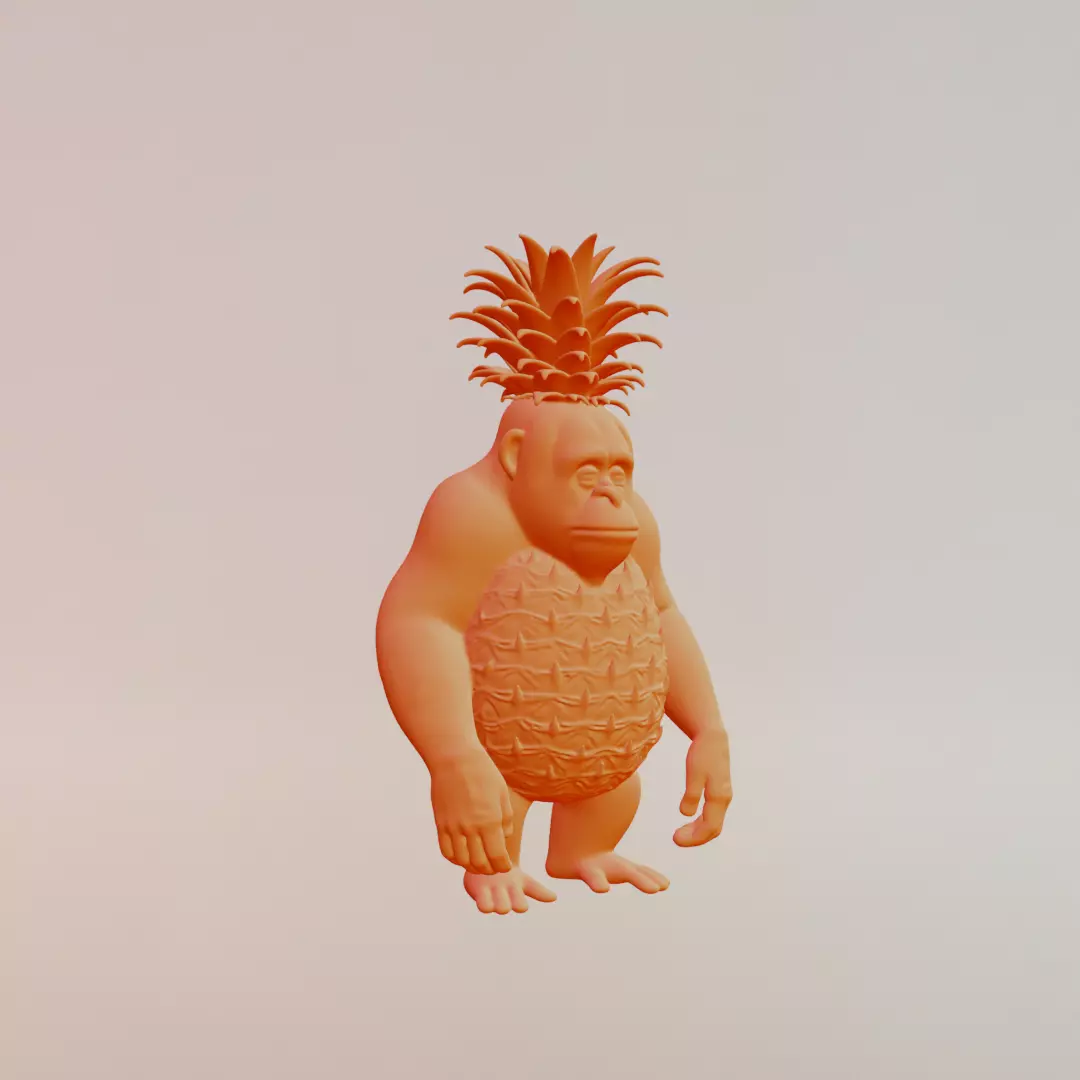 Orangutini Ananassini Italian brainrot Printable 3D print model_12