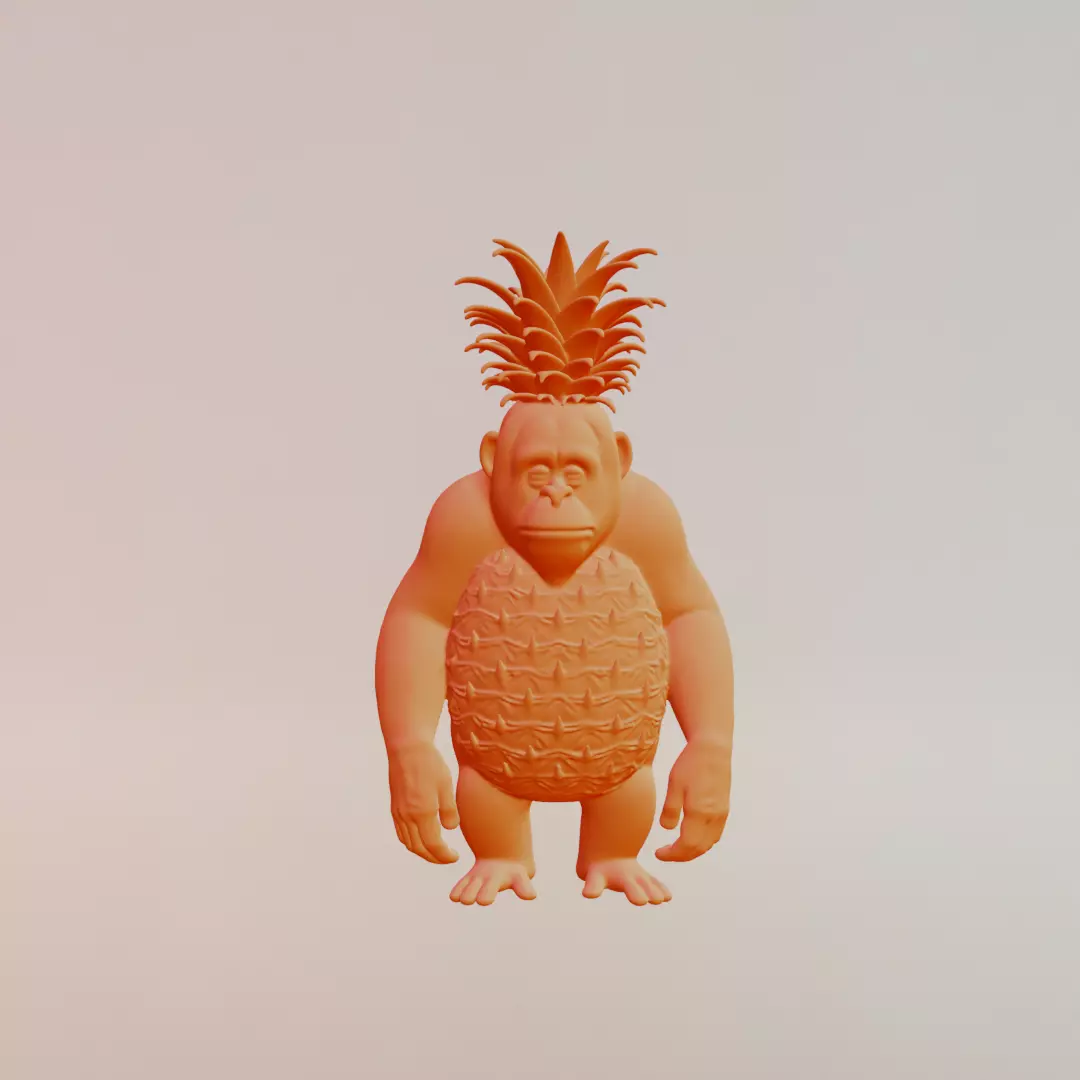 Orangutini Ananassini Italian brainrot Printable 3D print model_1