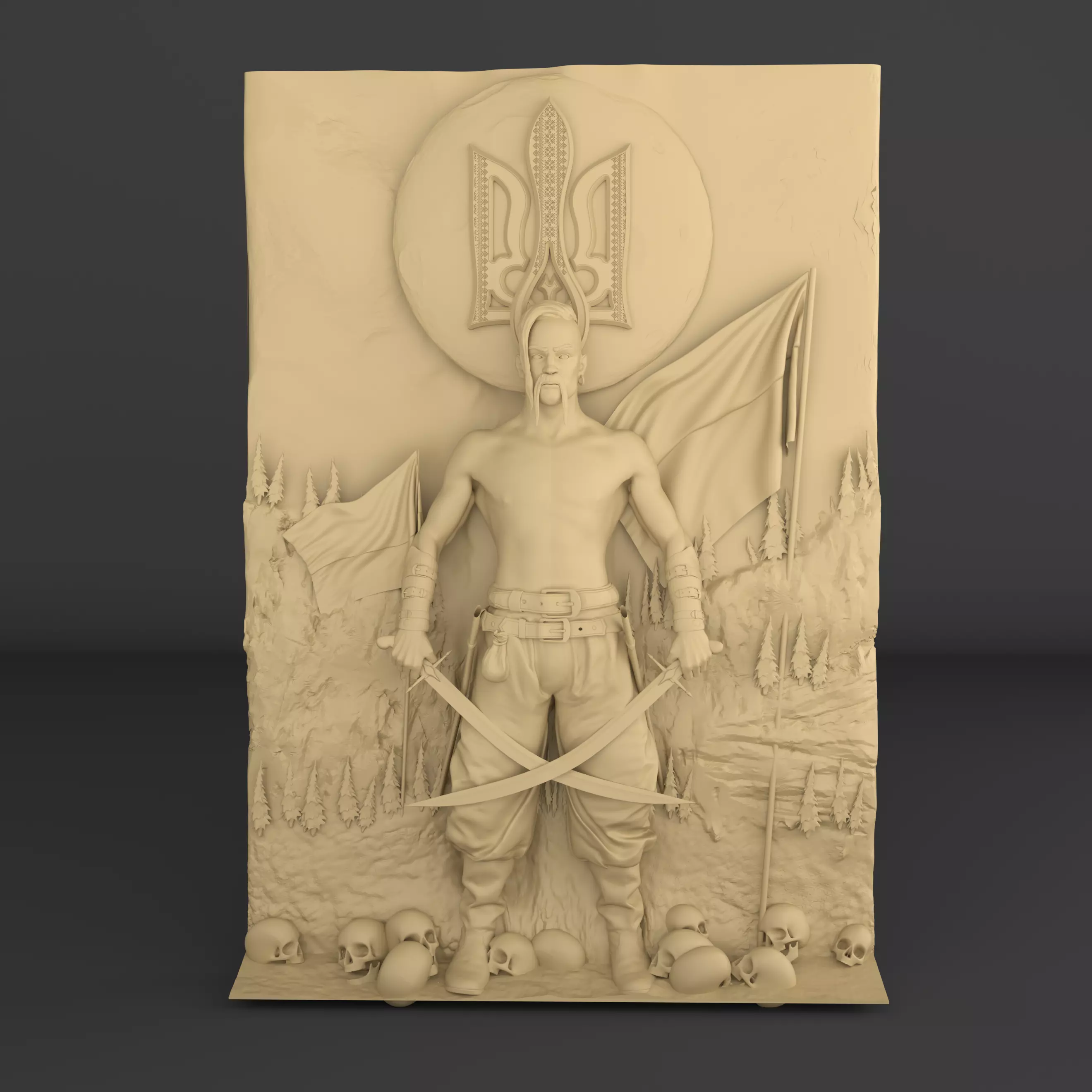 Emblem of Ukrainian warrior cossack trident 3D print model 3D print model