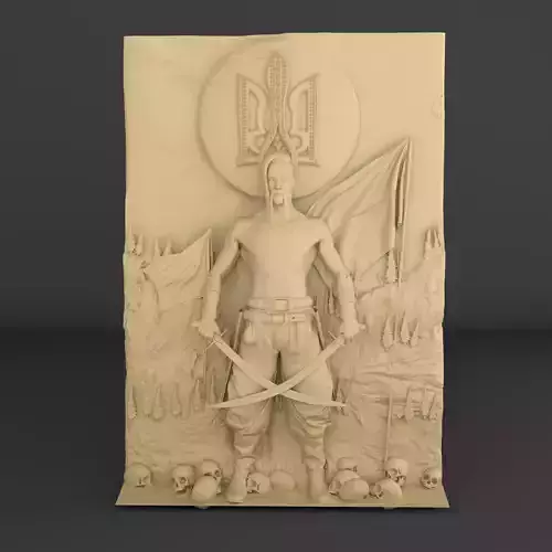 Emblem of Ukrainian warrior cossack trident 3D print model