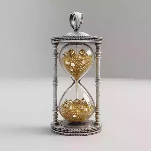 Ornate Silver Hourglass with Golden Crystals