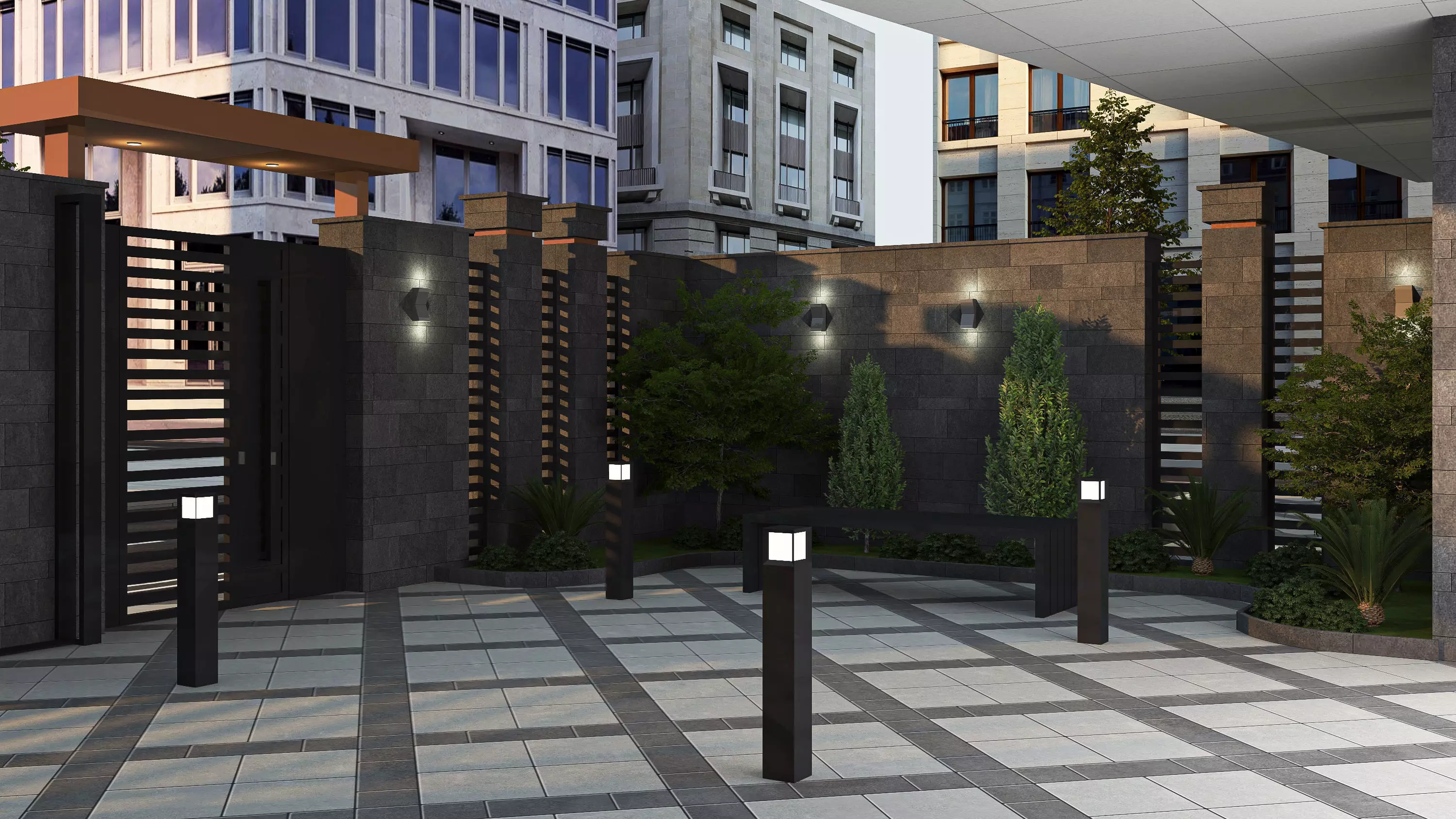 Building Gate Fence Exterior Design 3D model_6