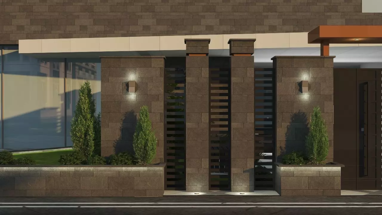 Building Gate Fence Exterior Design 3D model_14