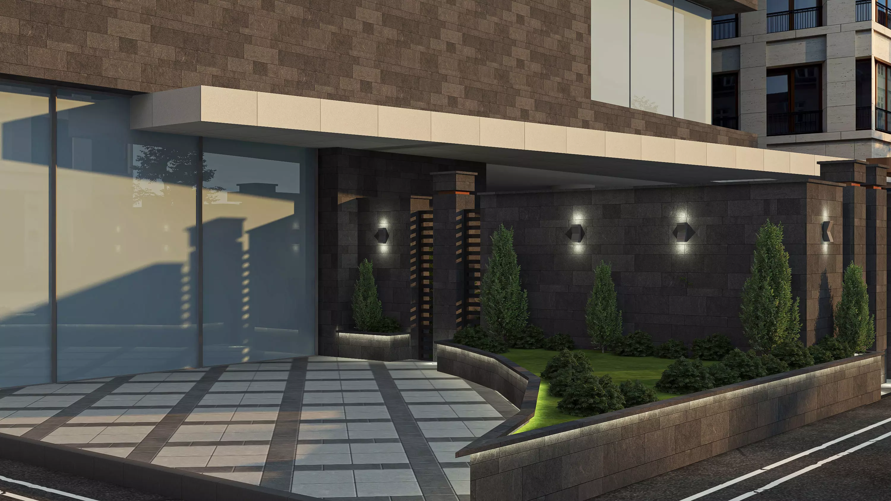 Building Gate Fence Exterior Design 3D model_3