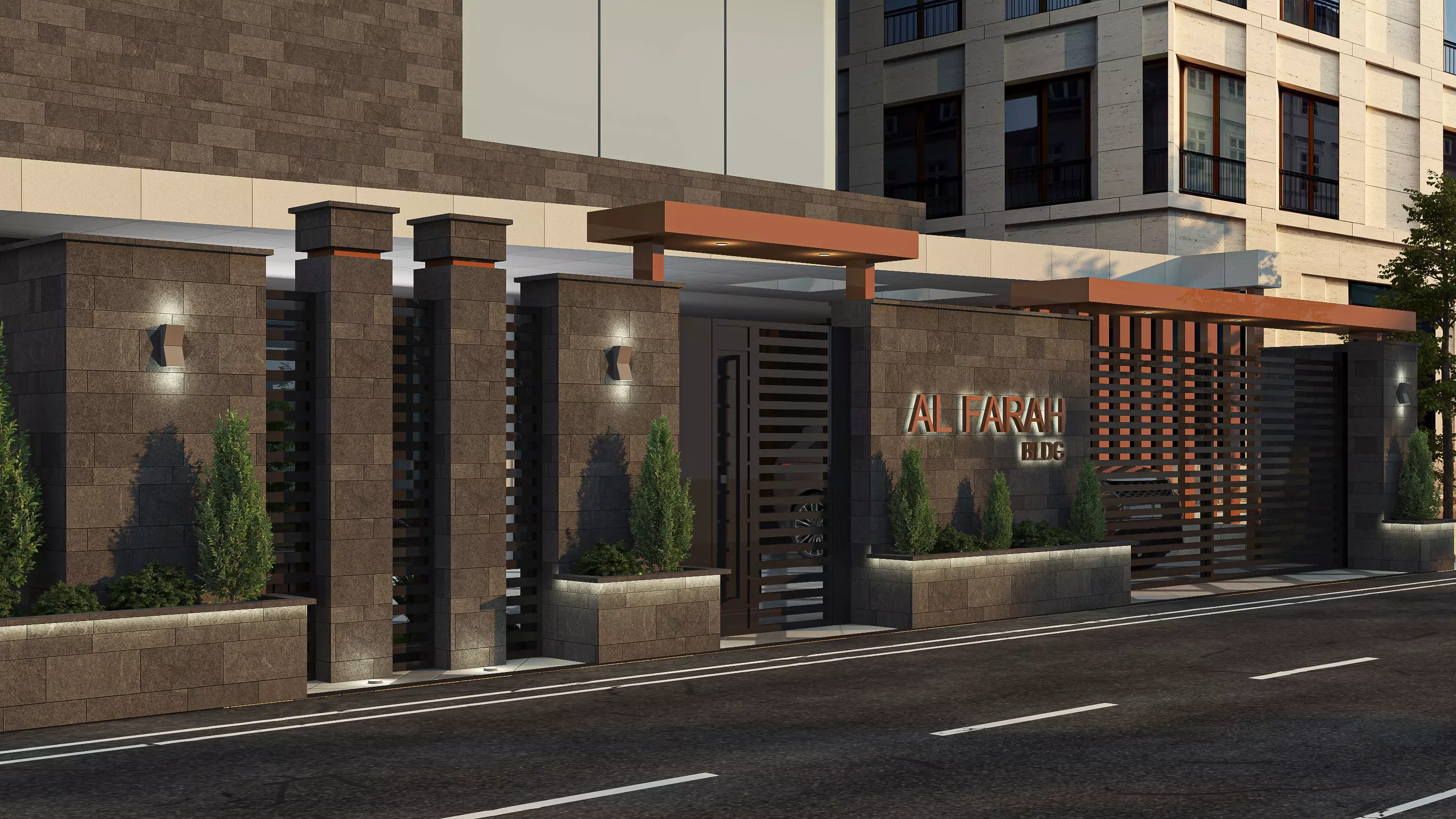 Building Gate Fence Exterior Design 3D model_0