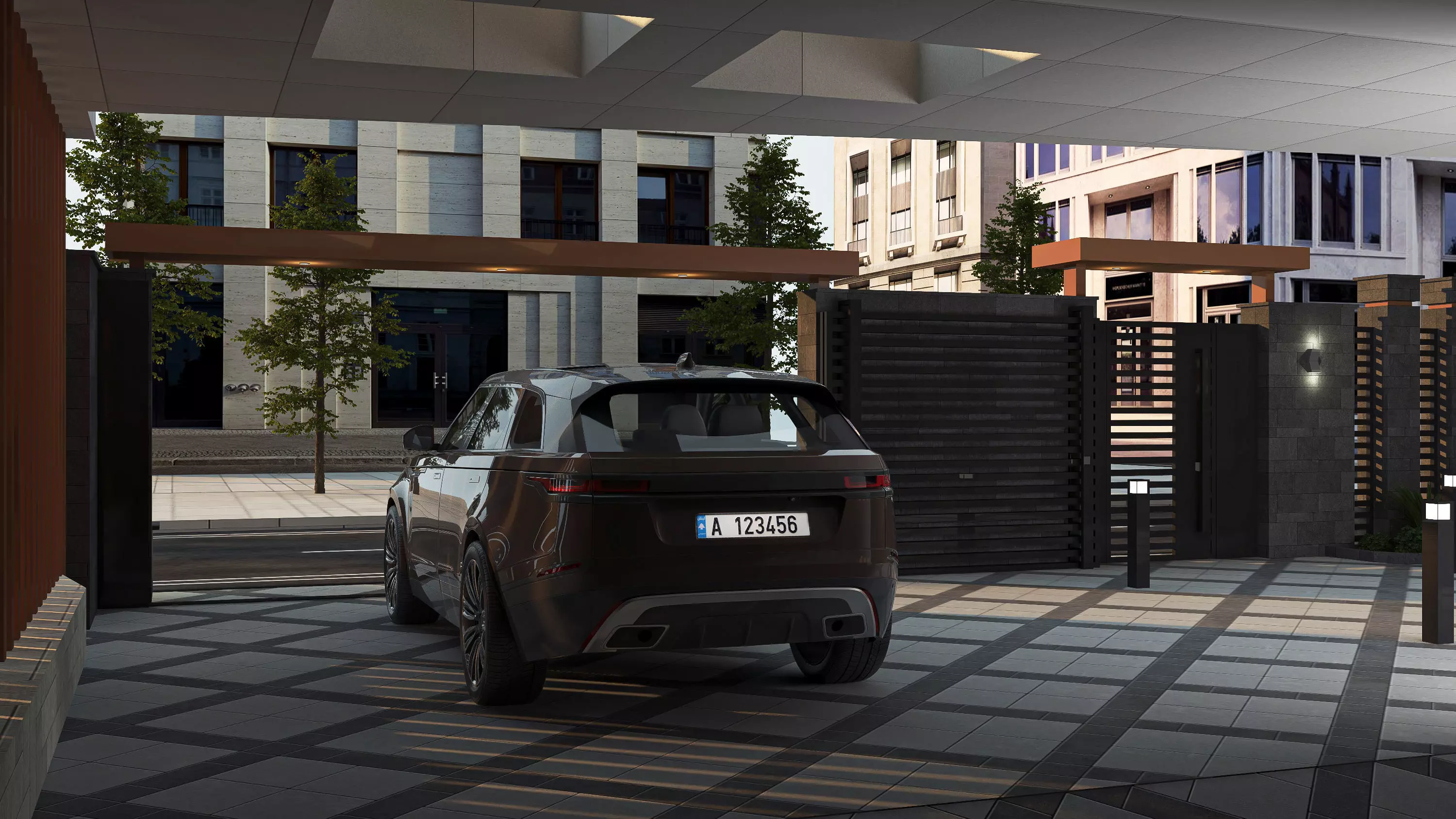 Building Gate Fence Exterior Design 3D model_5