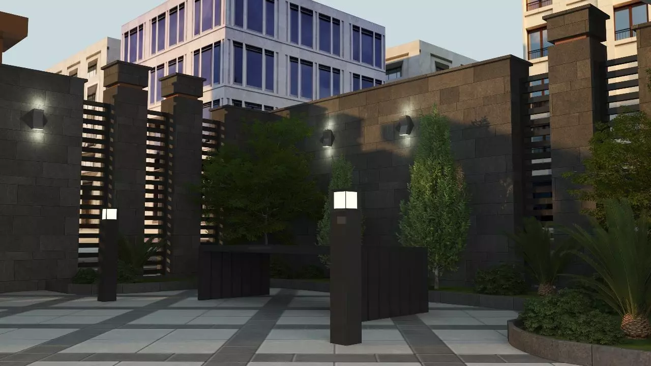 Building Gate Fence Exterior Design 3D model_11