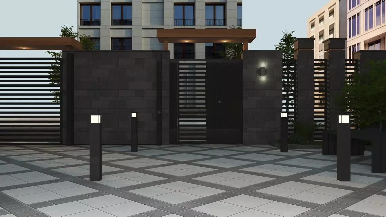 Building Gate Fence Exterior Design 3D model_12