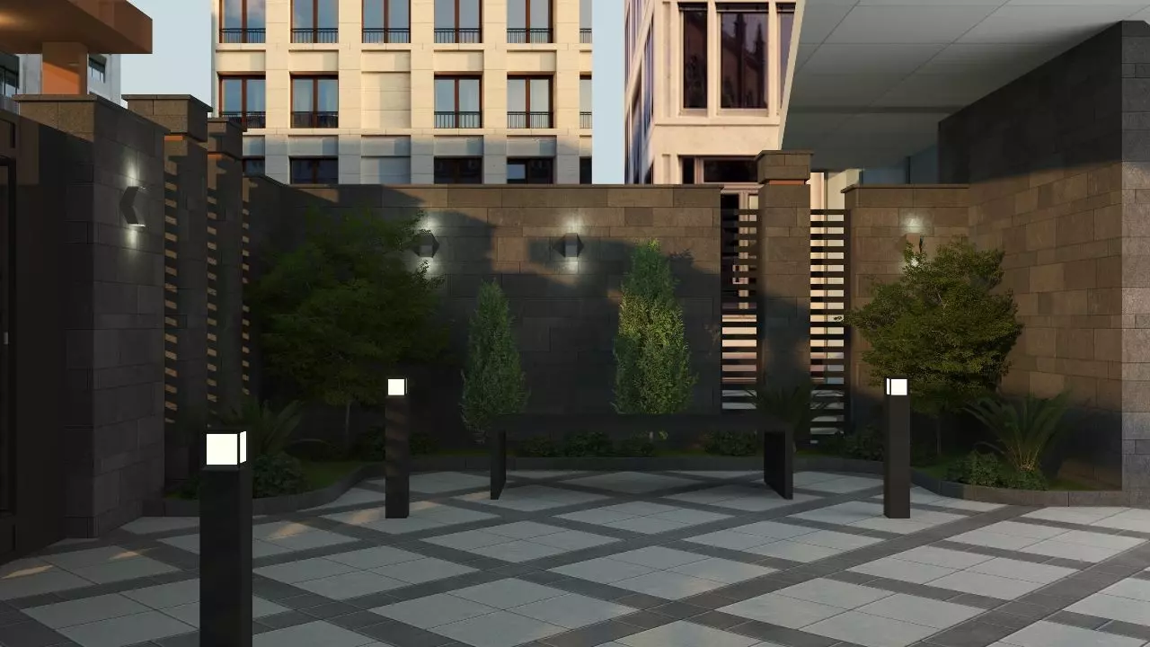 Building Gate Fence Exterior Design 3D model_10