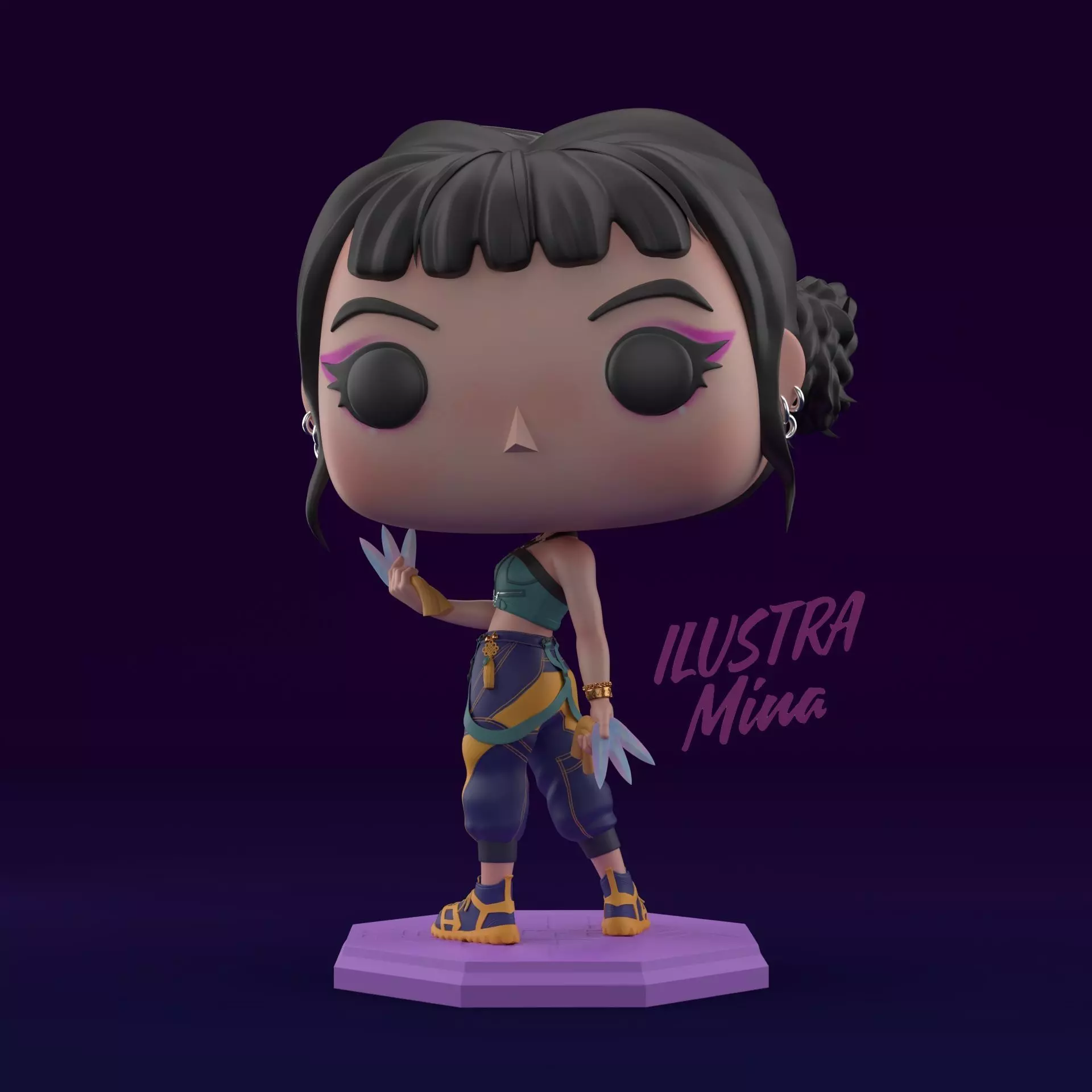 KPOP DEMON HUNTERS HUNTRIX ZOEY FUNKO POP CUSTOM 3D print model_0