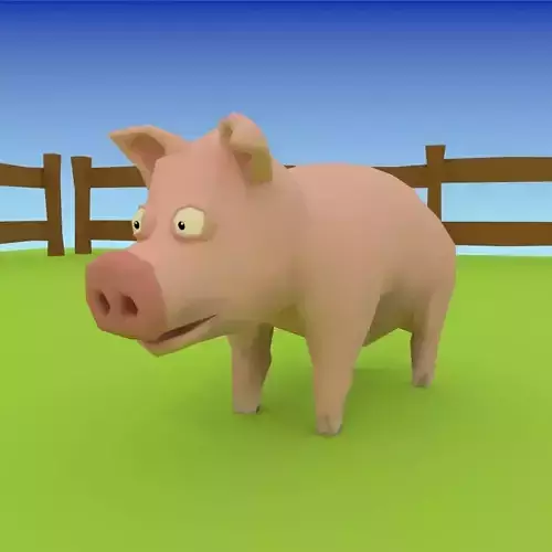cartoon pig low poly
