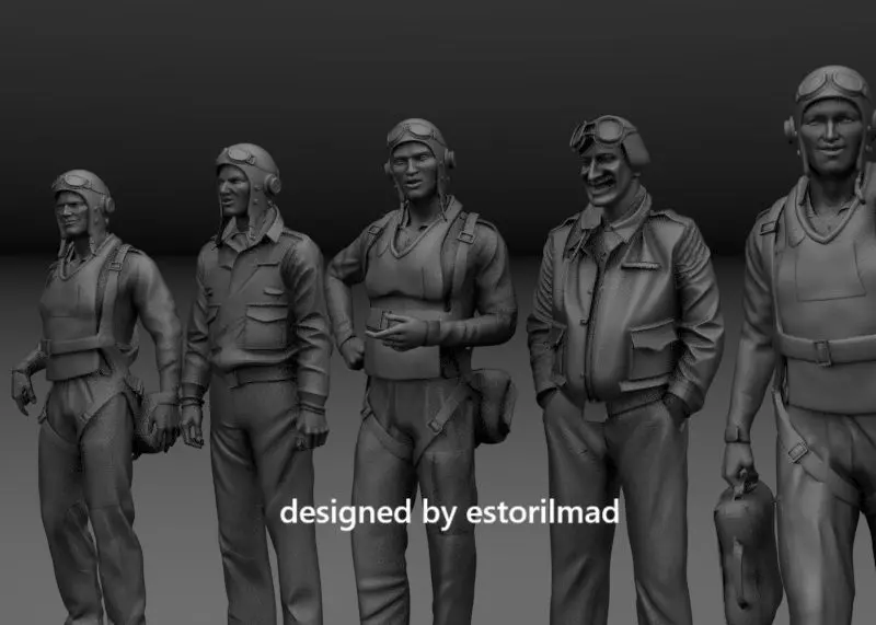WW2 PACK 5 AMERICAN US NAVY PILOT MIDWAY 3D print model_1